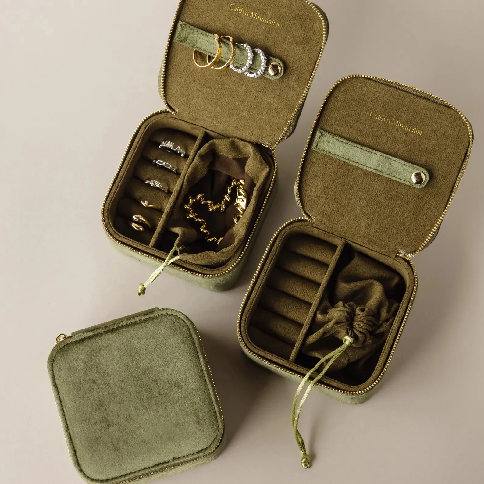 Green Velvet Jewelry Box - Image 9