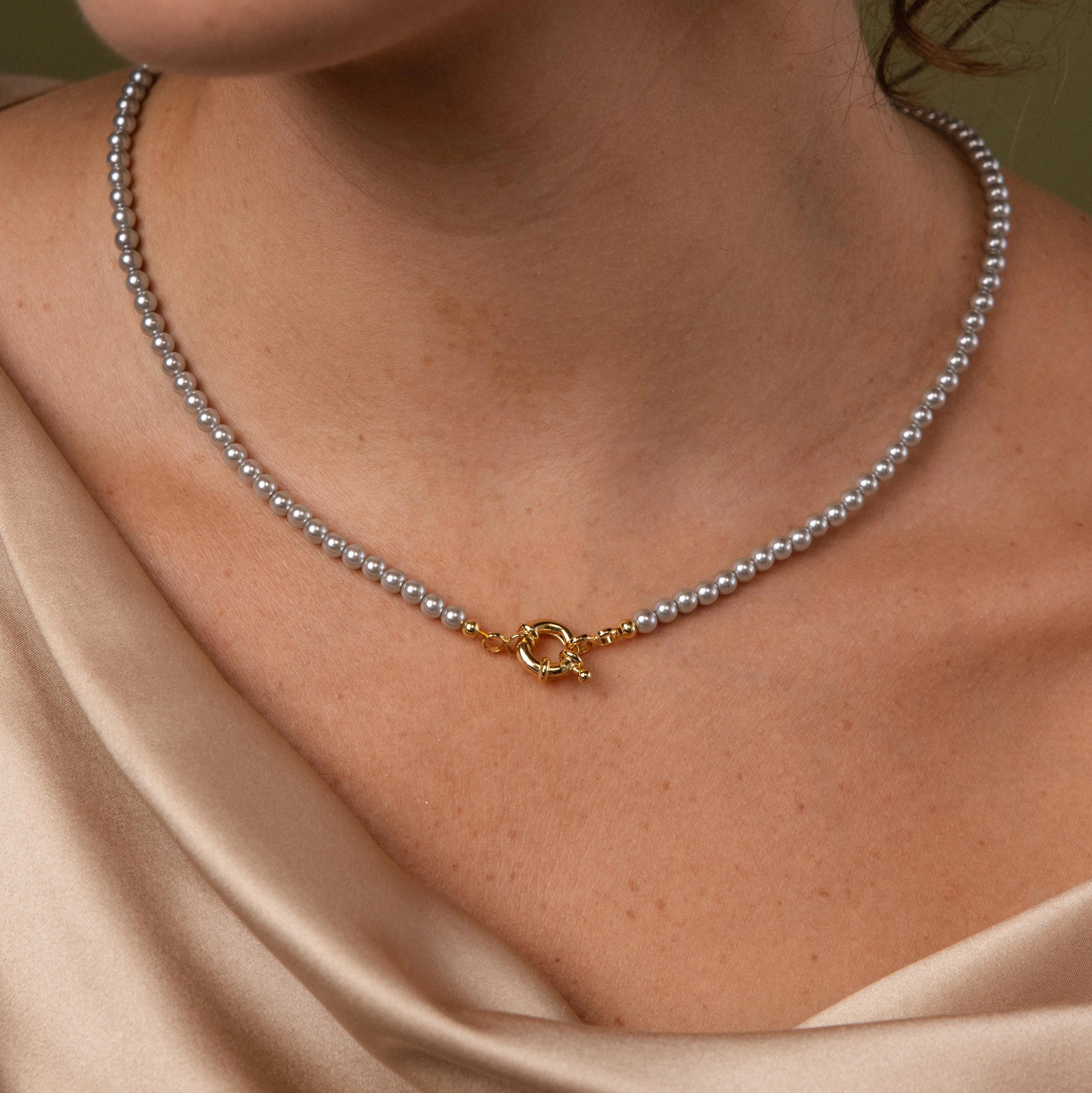 Grey Pearl Charm Necklace - Image 3
