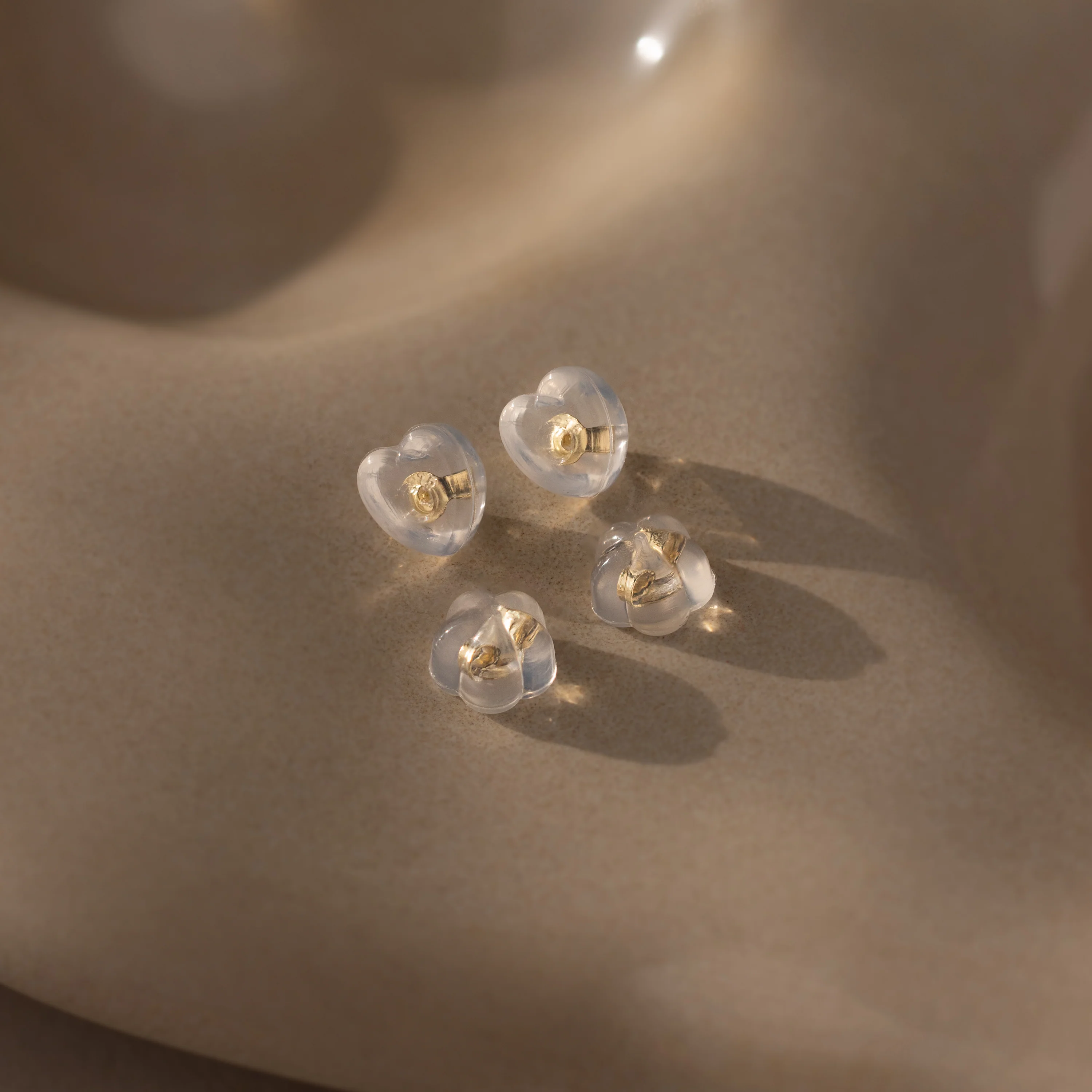 Heart & Flower Earring Backs in 18K Gold - Image 6