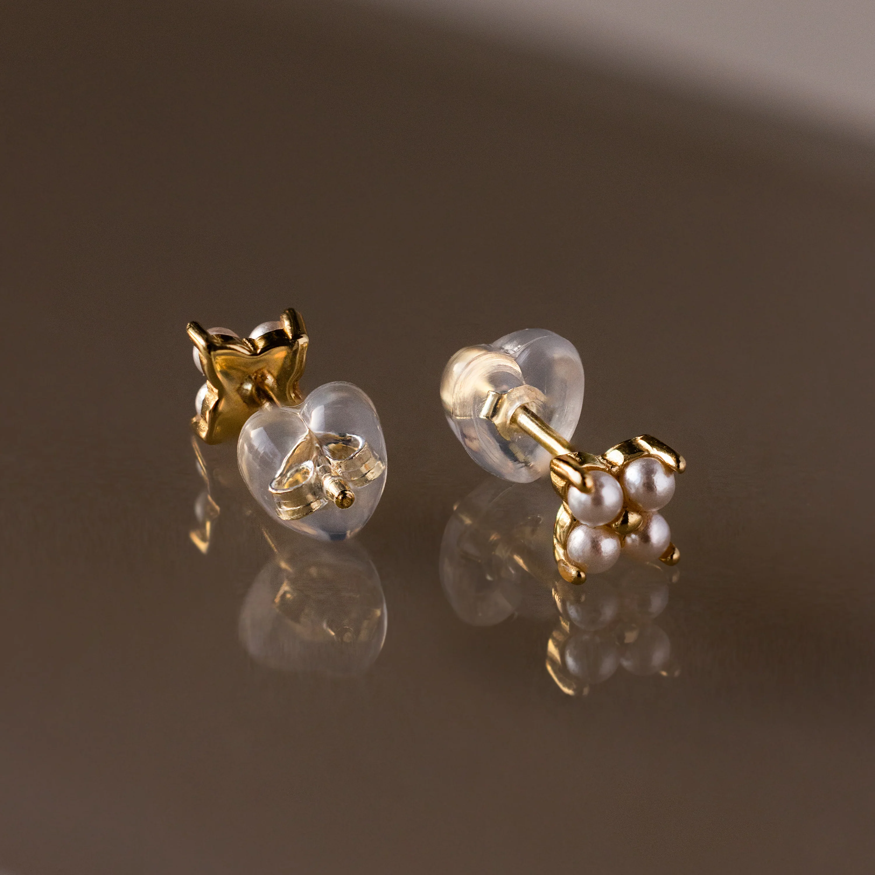 Heart & Flower Earring Backs in 18K Gold - Image 2