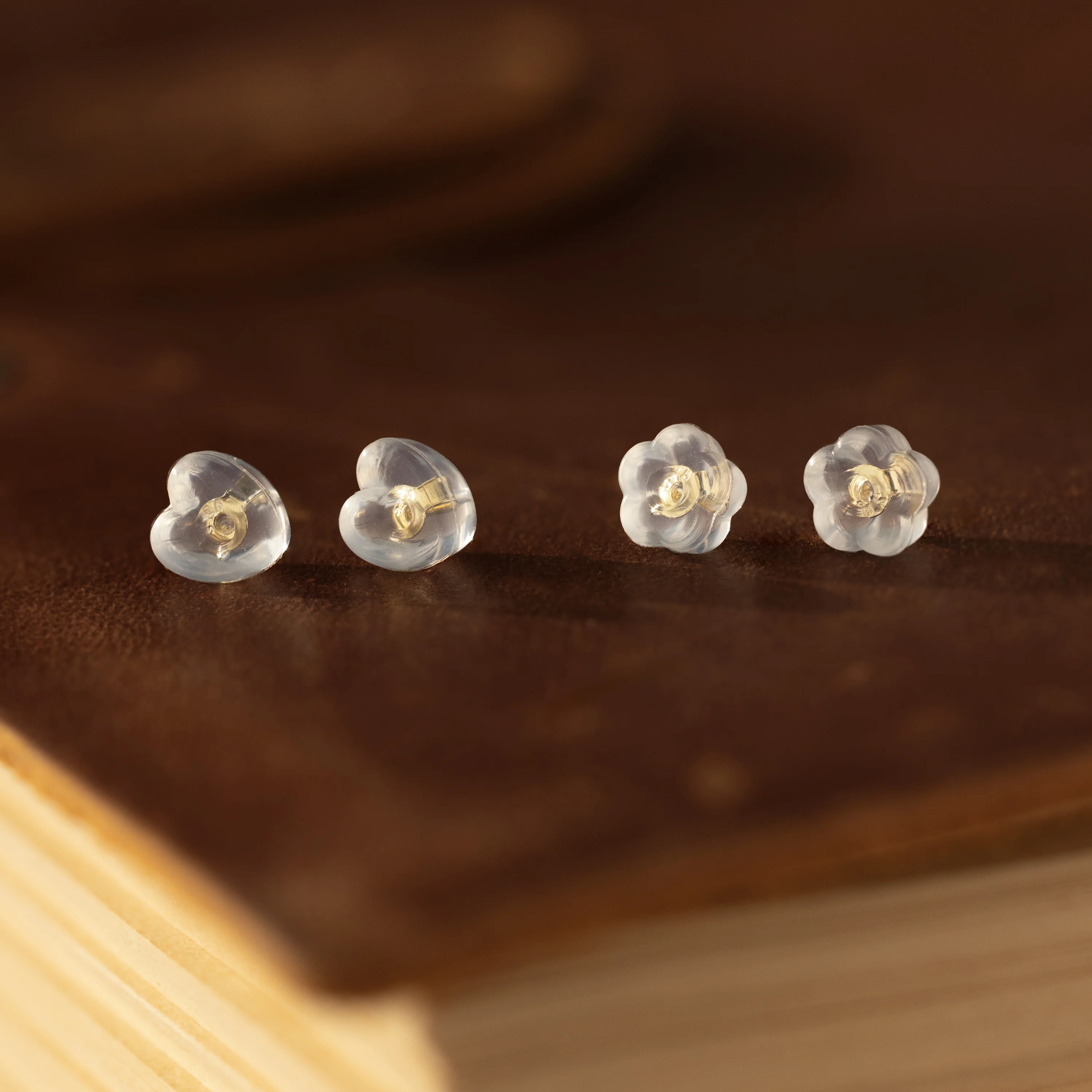 Heart & Flower Earring Backs in 18K Gold - Image 3