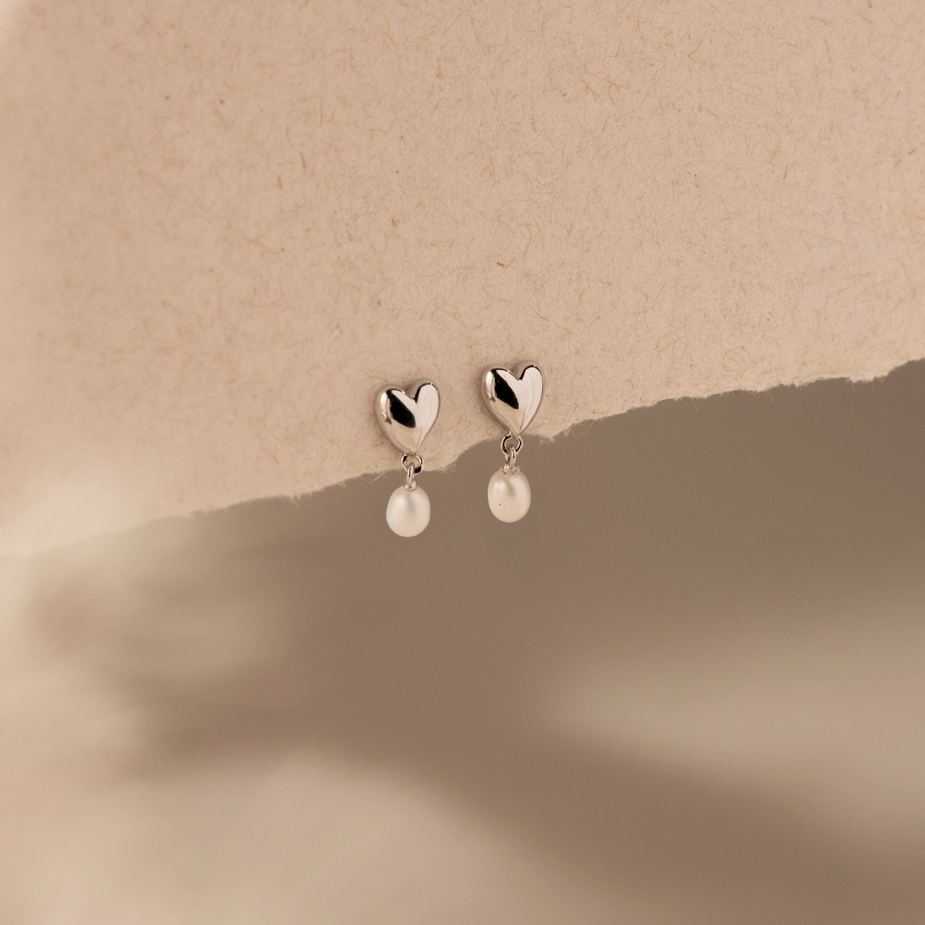 Heart Pearl Drop Earrings - Image 2