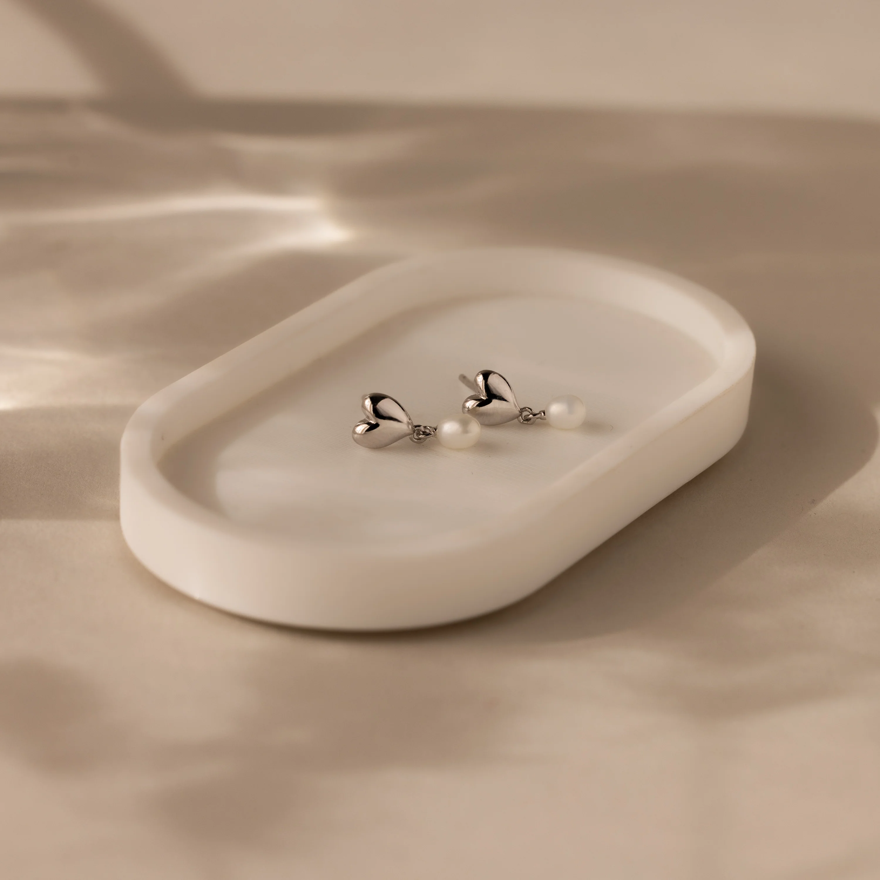 Heart Pearl Drop Earrings - Image 5