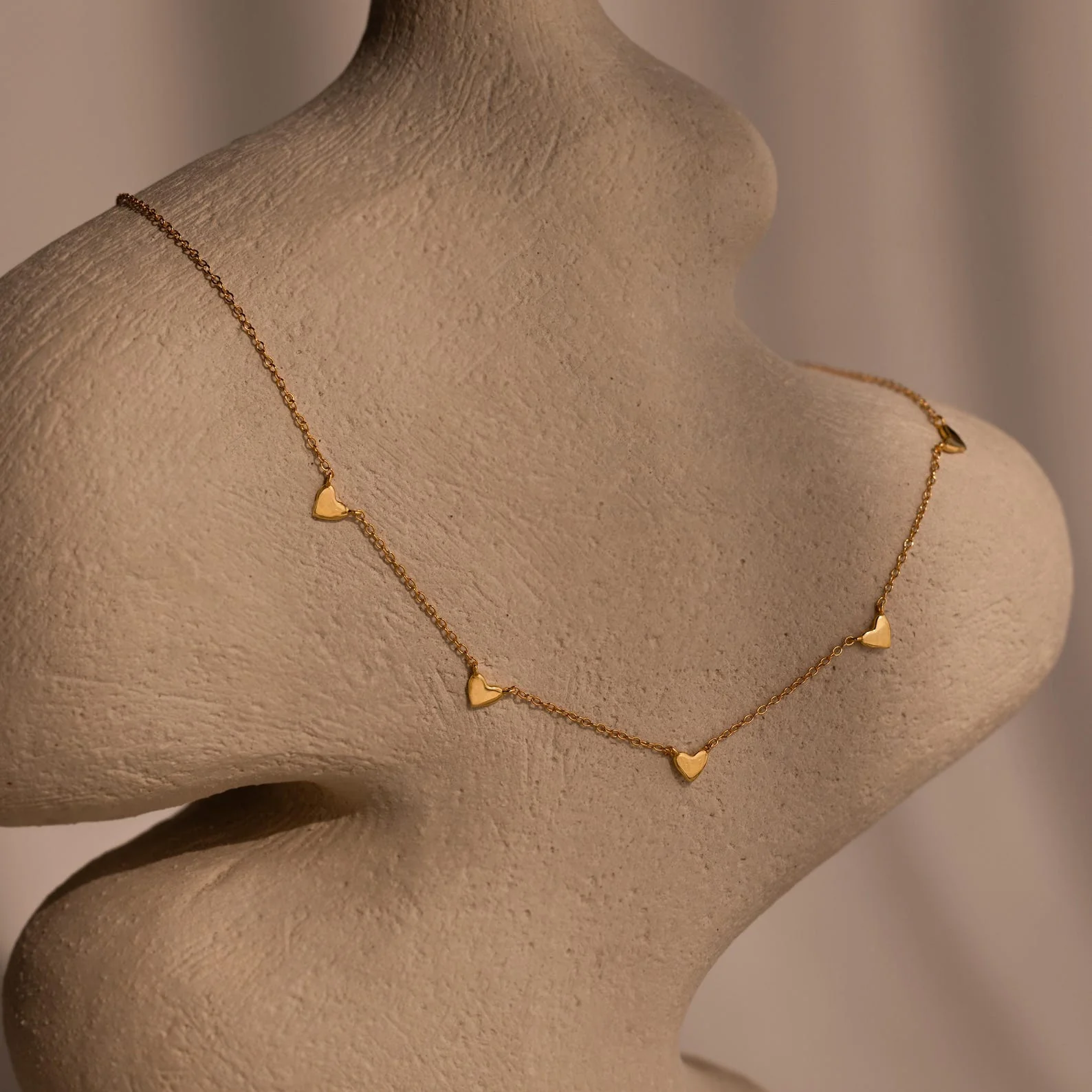 Heart Station Necklace & Bracelet Set in 18K Gold - Image 5