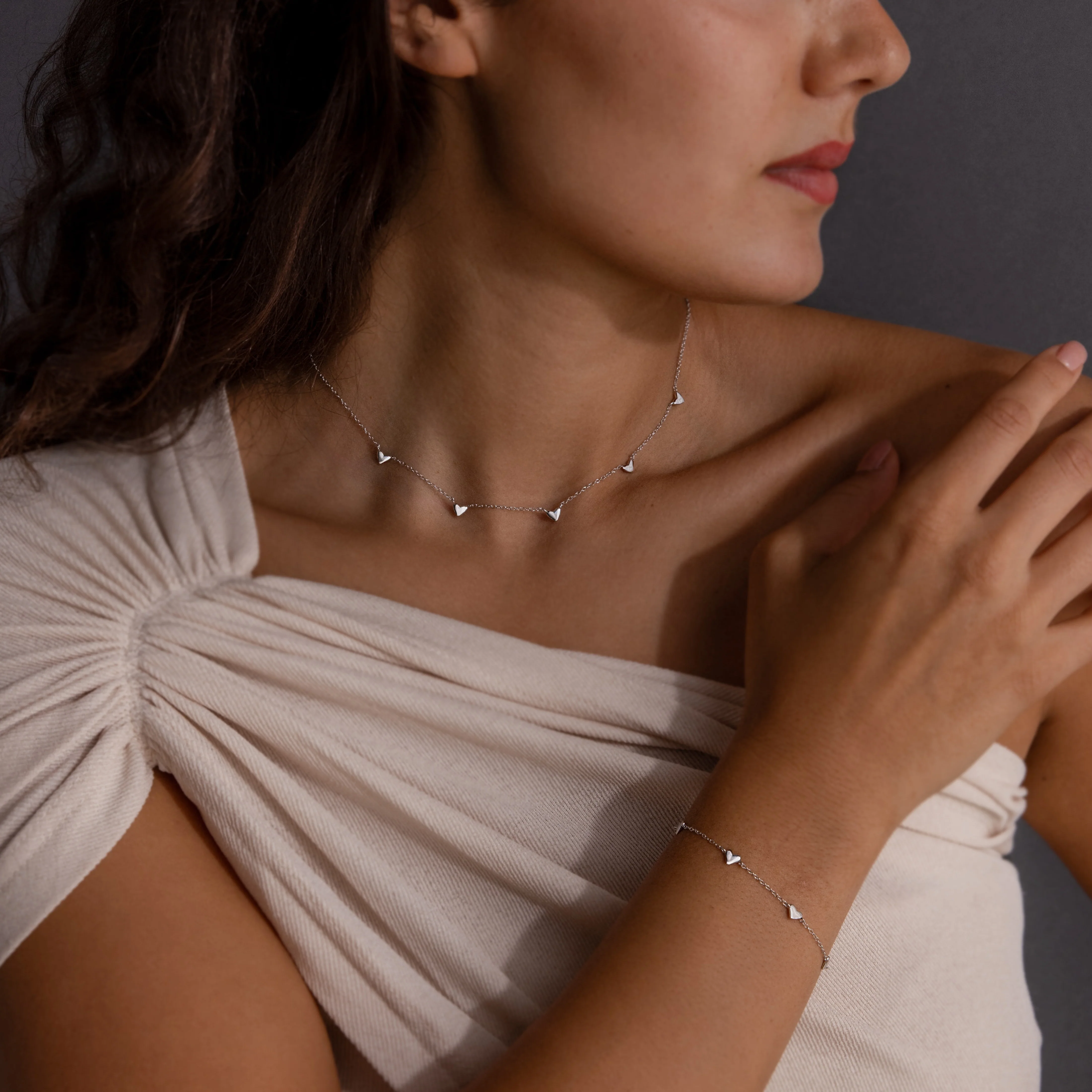 Heart Station Necklace & Bracelet Set - Image 4