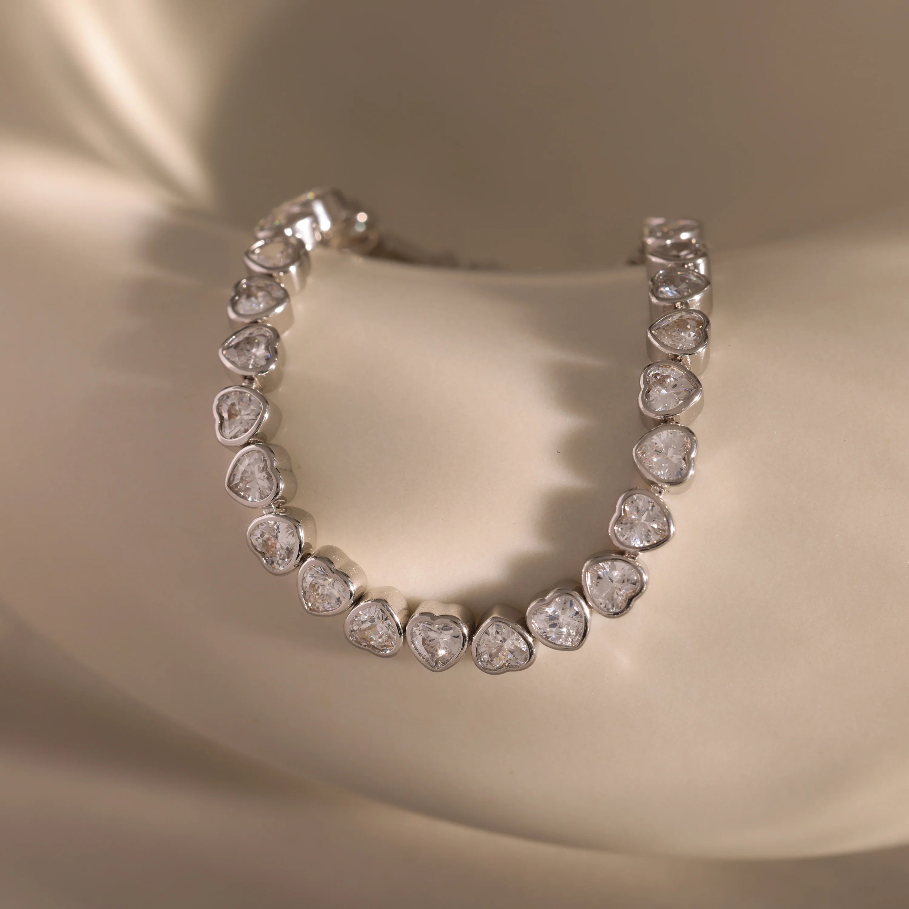 Heart Tennis Bracelet in Silver - Image 5