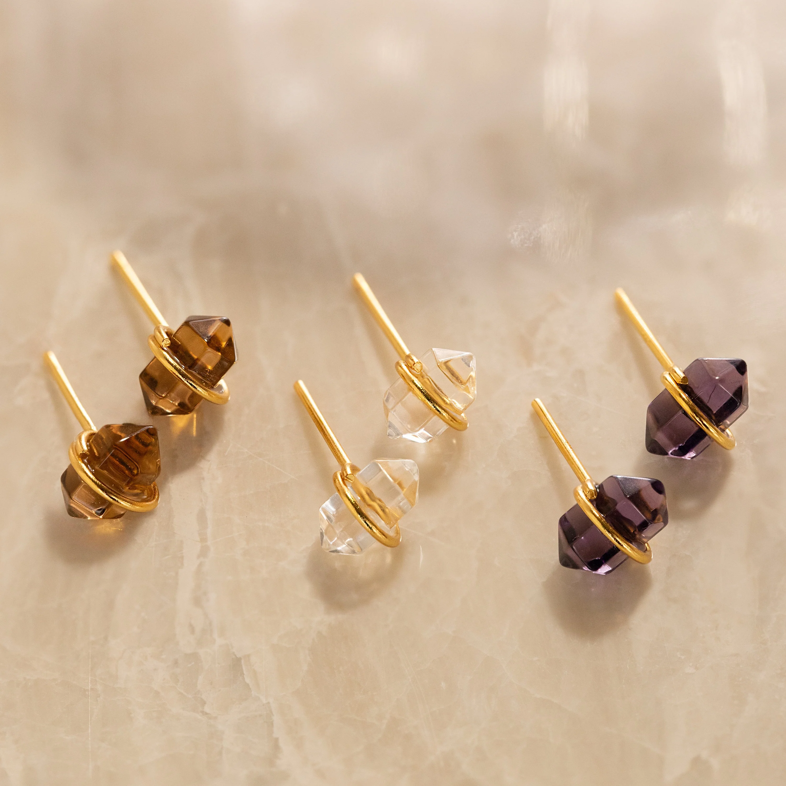 Herkimer Smoky Quartz Studs - Image 3