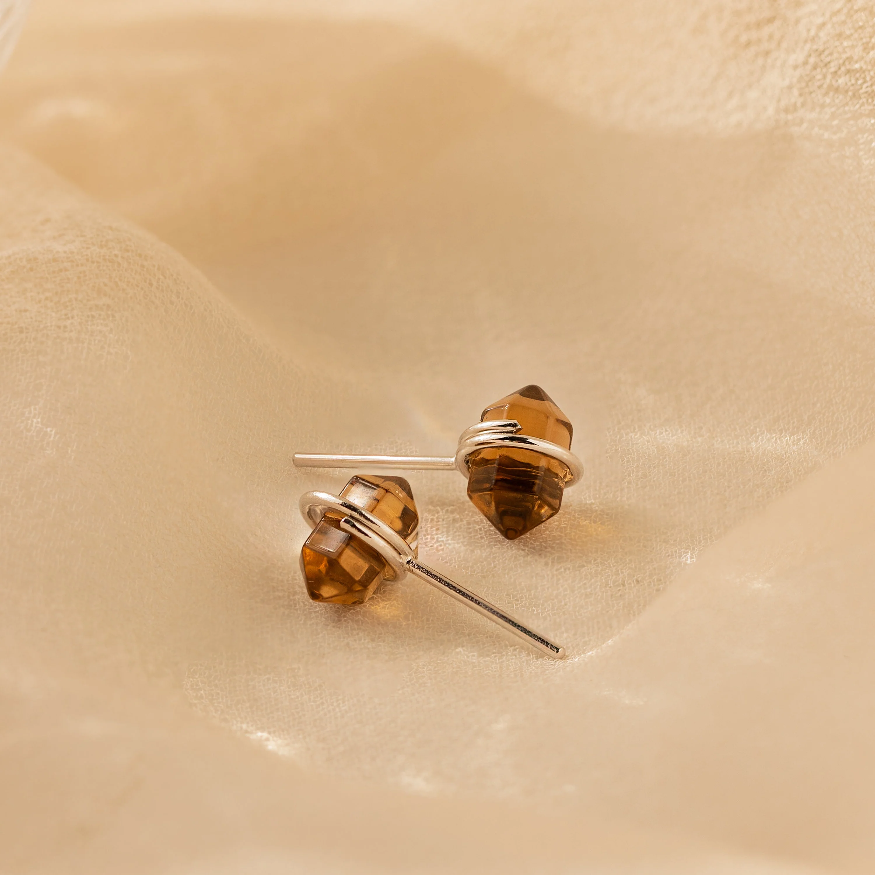 Herkimer Smoky Quartz Studs - Image 5