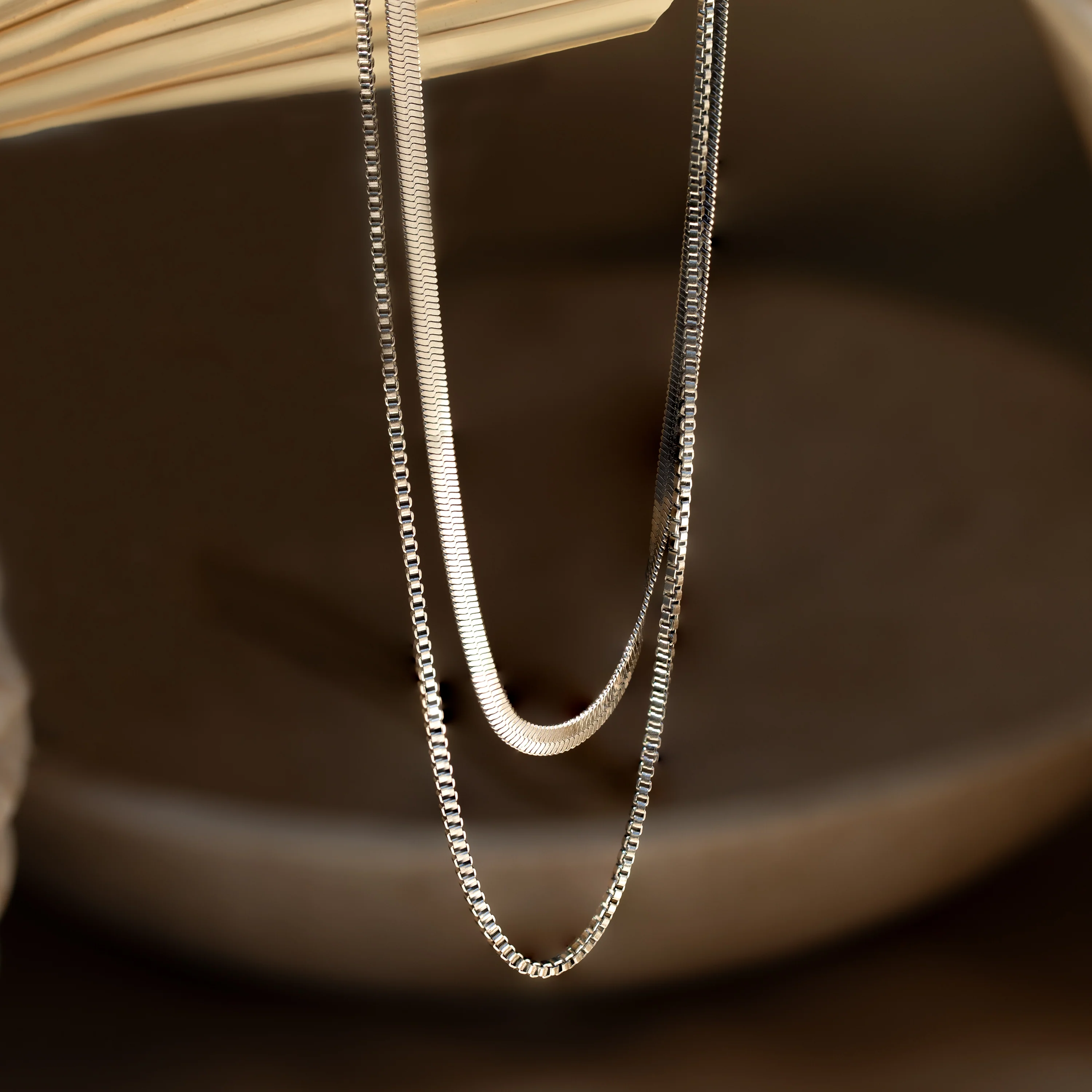 Herringbone Duo Chain Necklace - Image 6