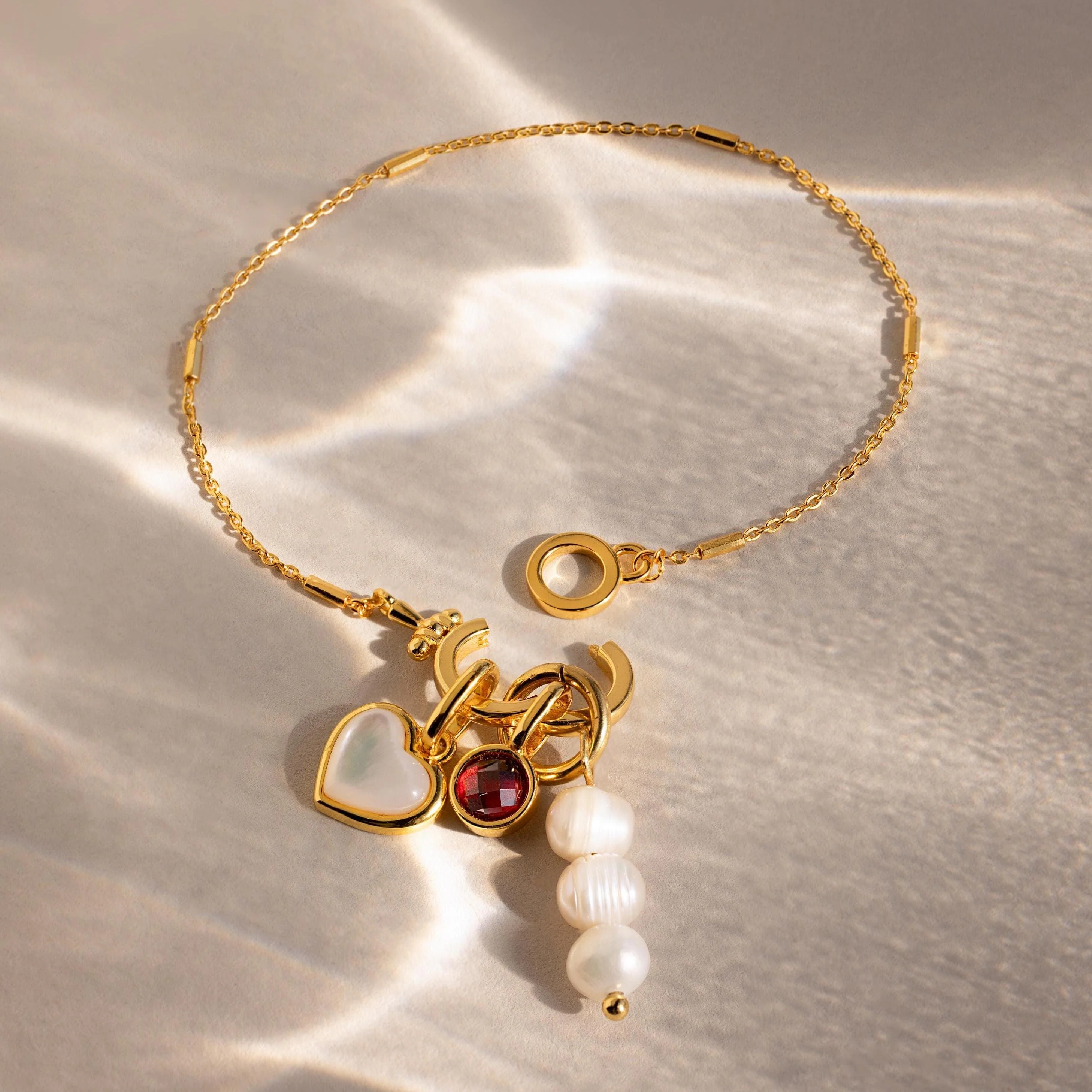 Hinged Circle Charm Bracelet in 18K Gold - Image 4