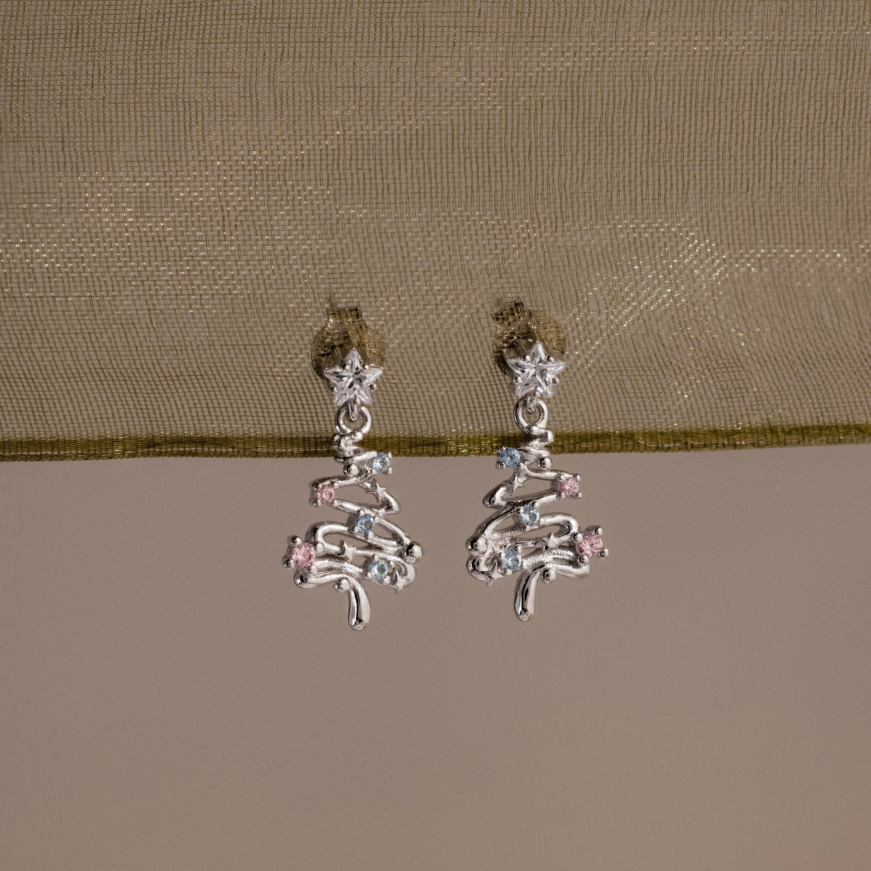 Holiday Diamond Tree Studs in Silver - Image 3