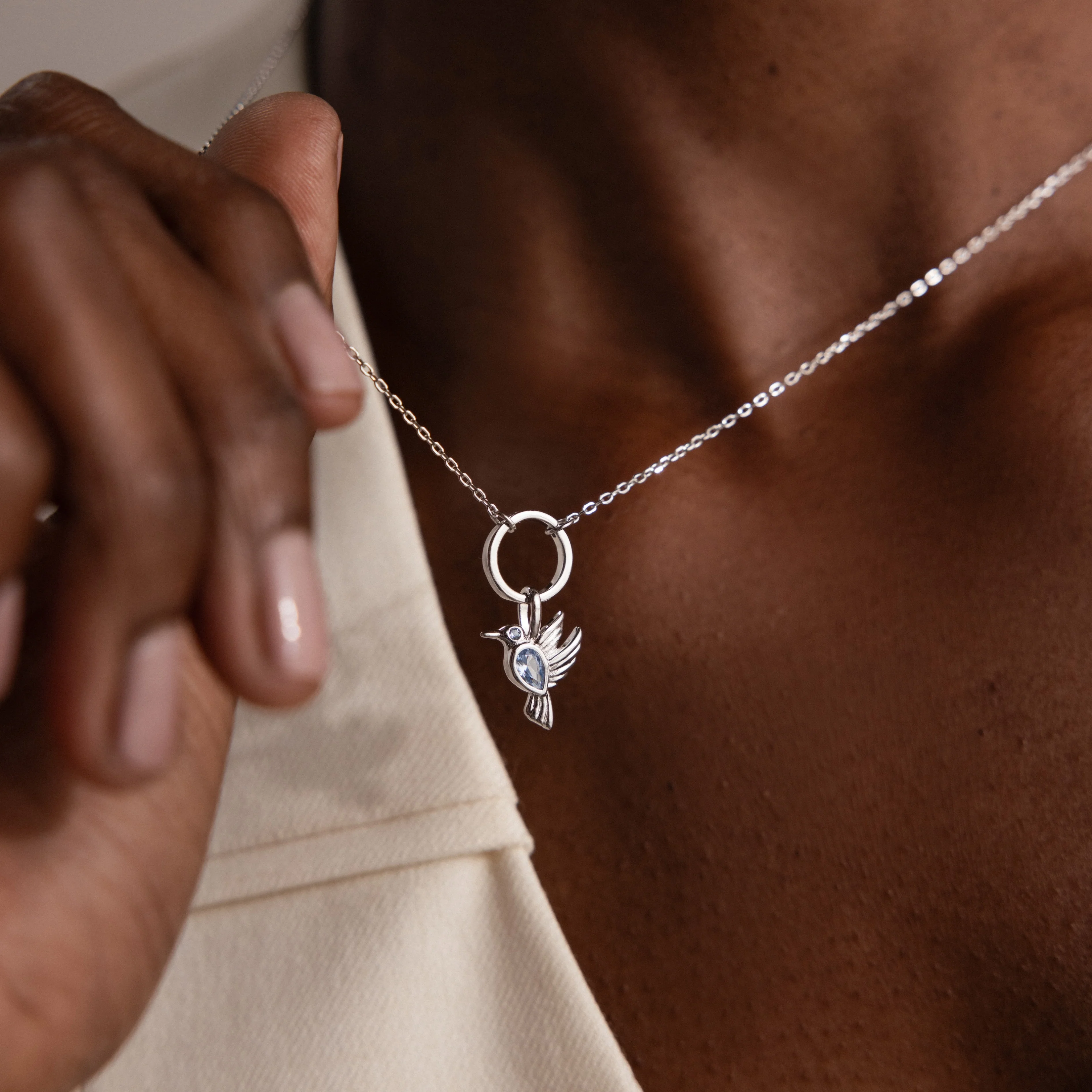Hummingbird Charm in Silver - Image 2