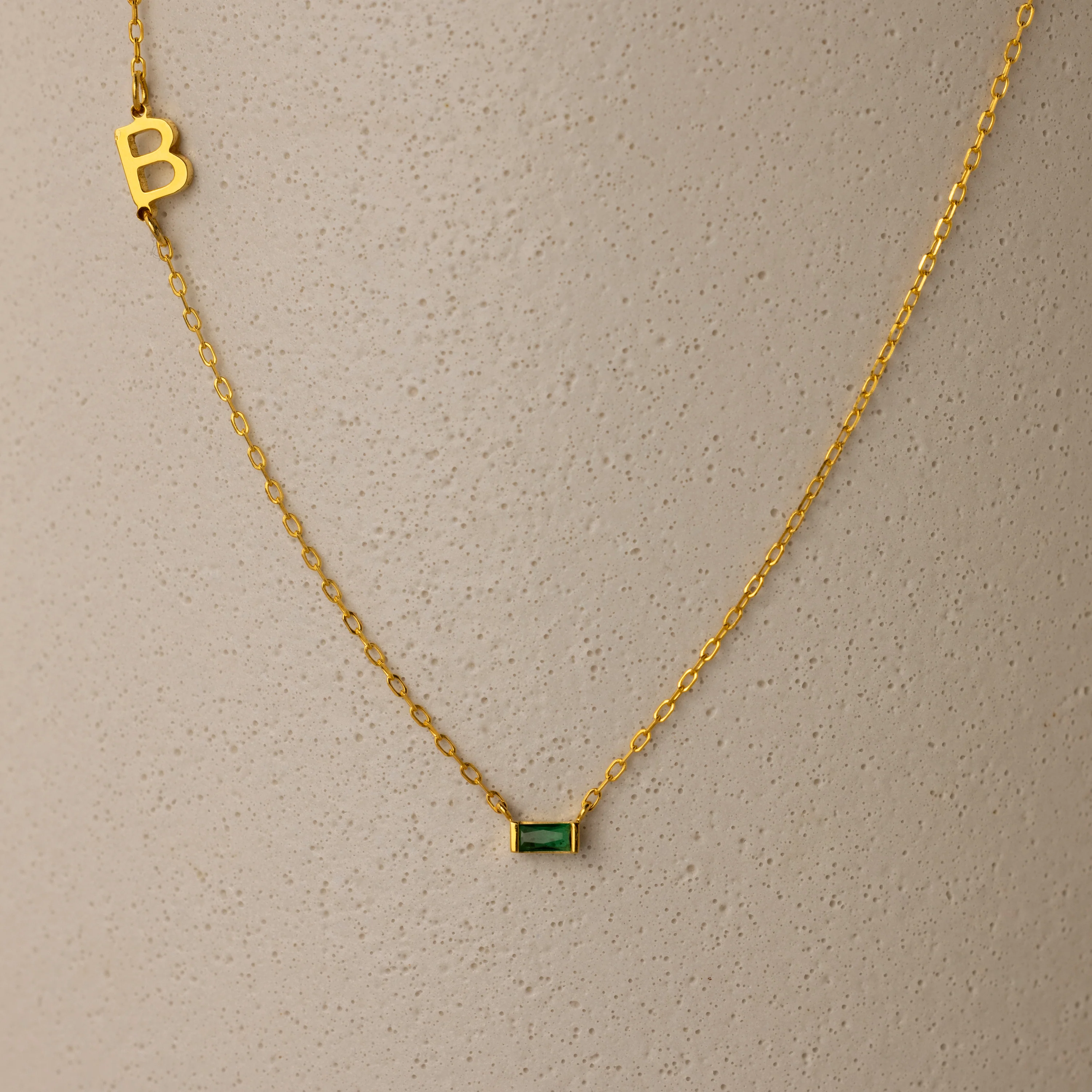 Initial Baguette Birthstone Necklace - Image 2