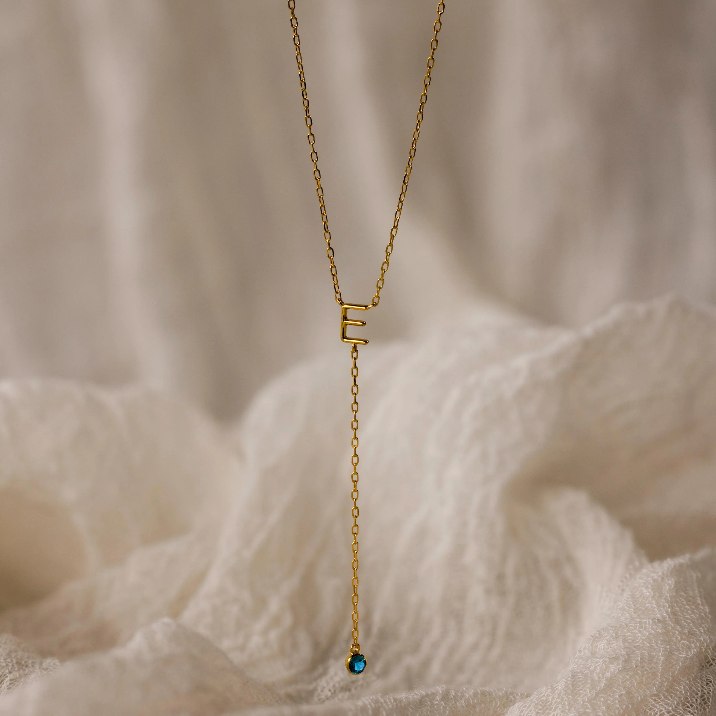Initial Birthstone Lariat Necklace - Image 5