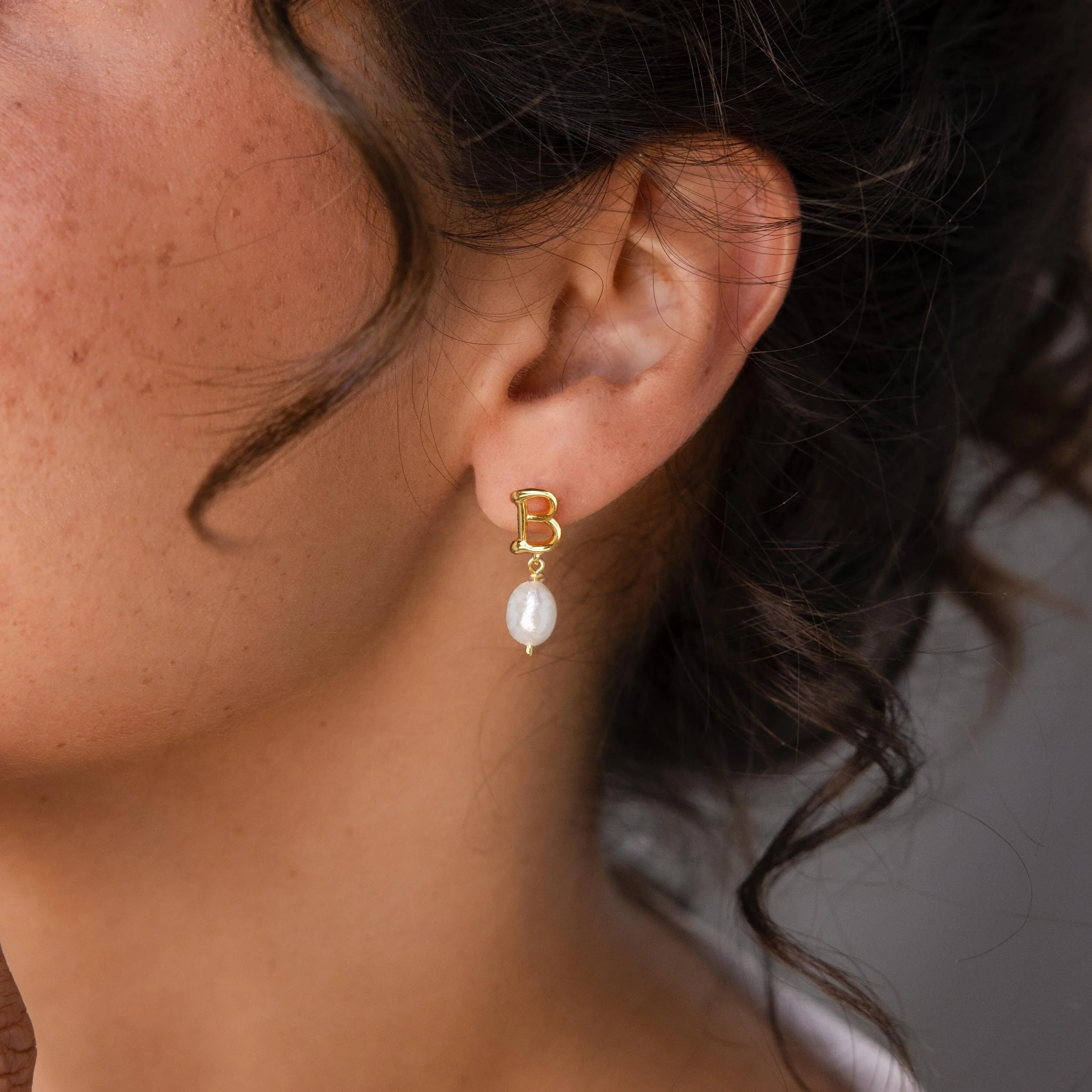 Initial Pearl Drop Studs - Image 2