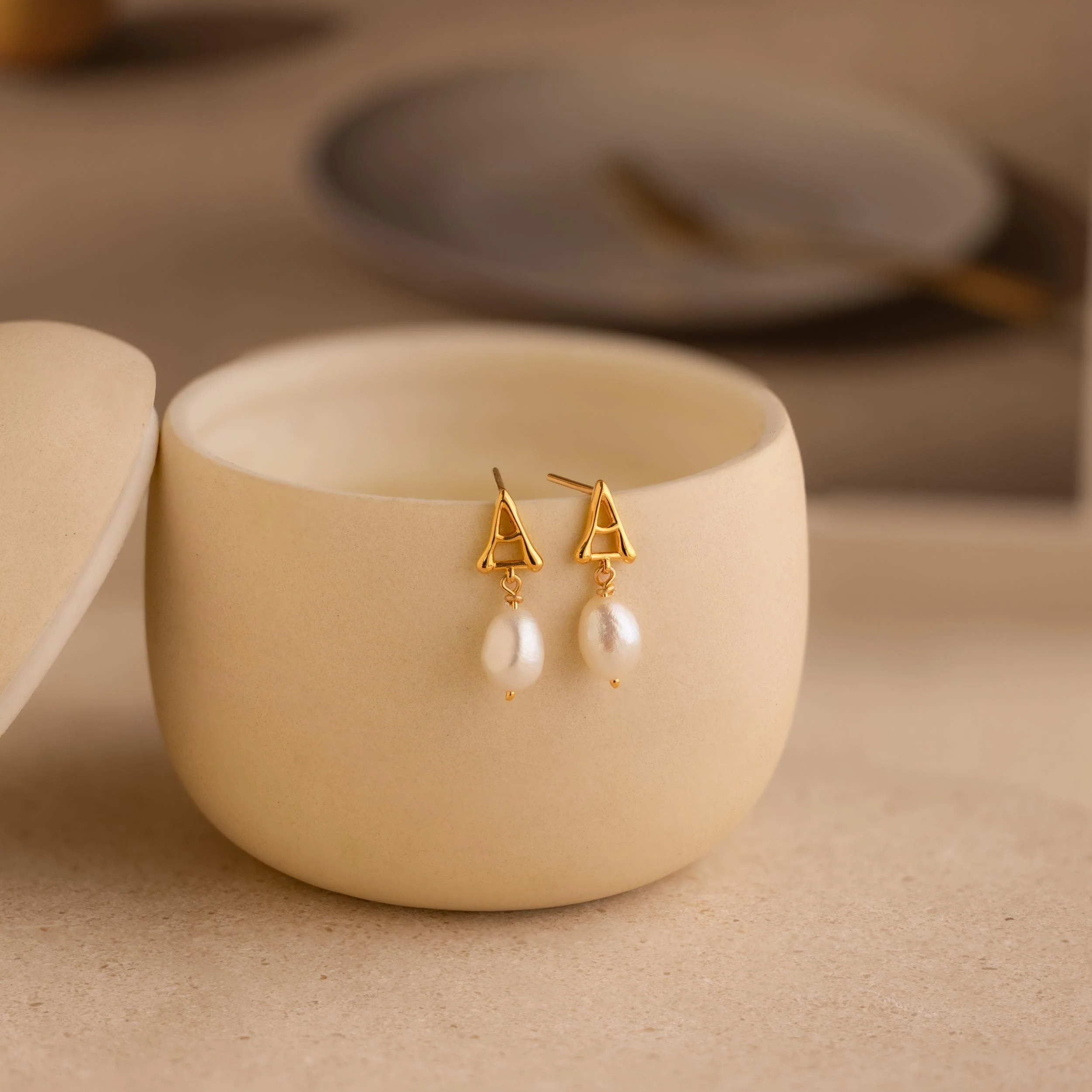 Initial Pearl Drop Studs - Image 3