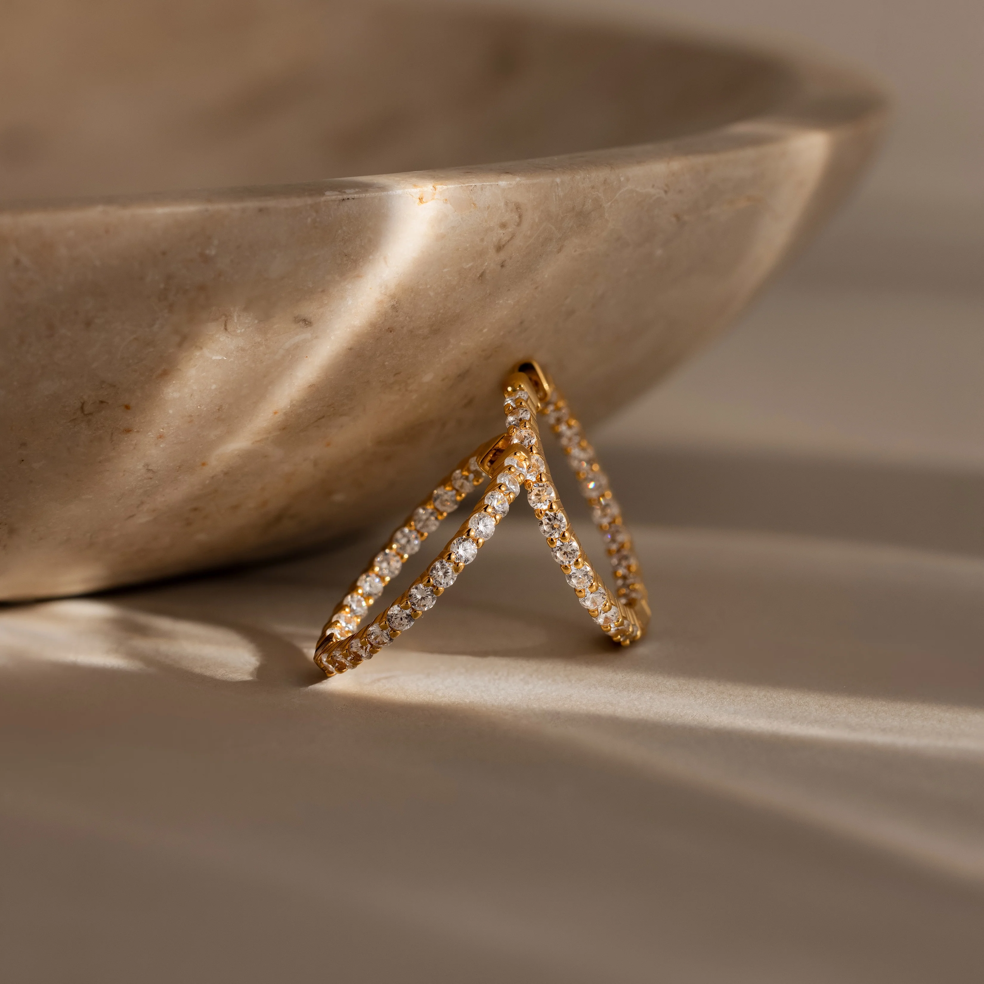 Inside Out Diamond Hoops in 18K Gold - Image 3