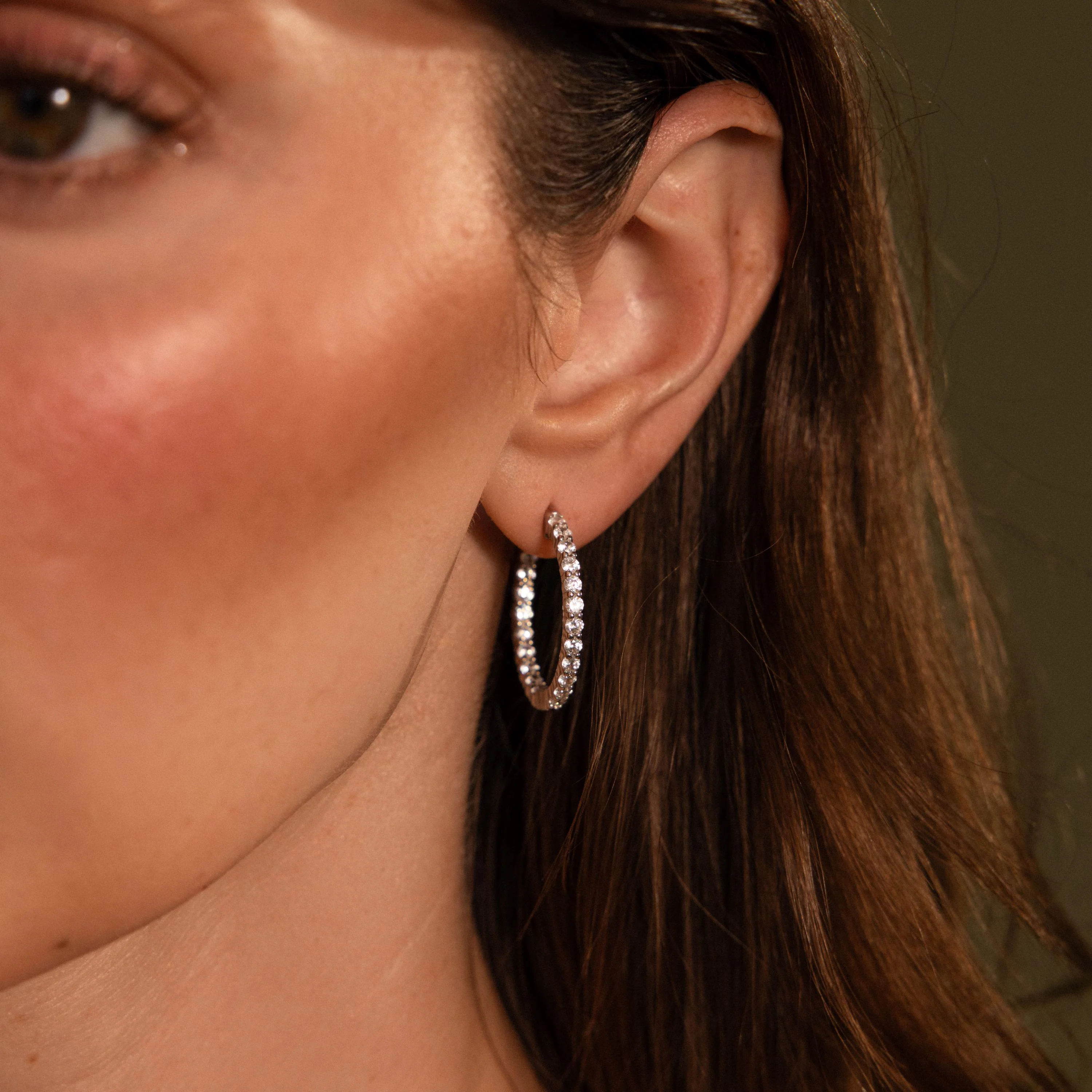 Inside Out Diamond Hoops in Silver - Image 2