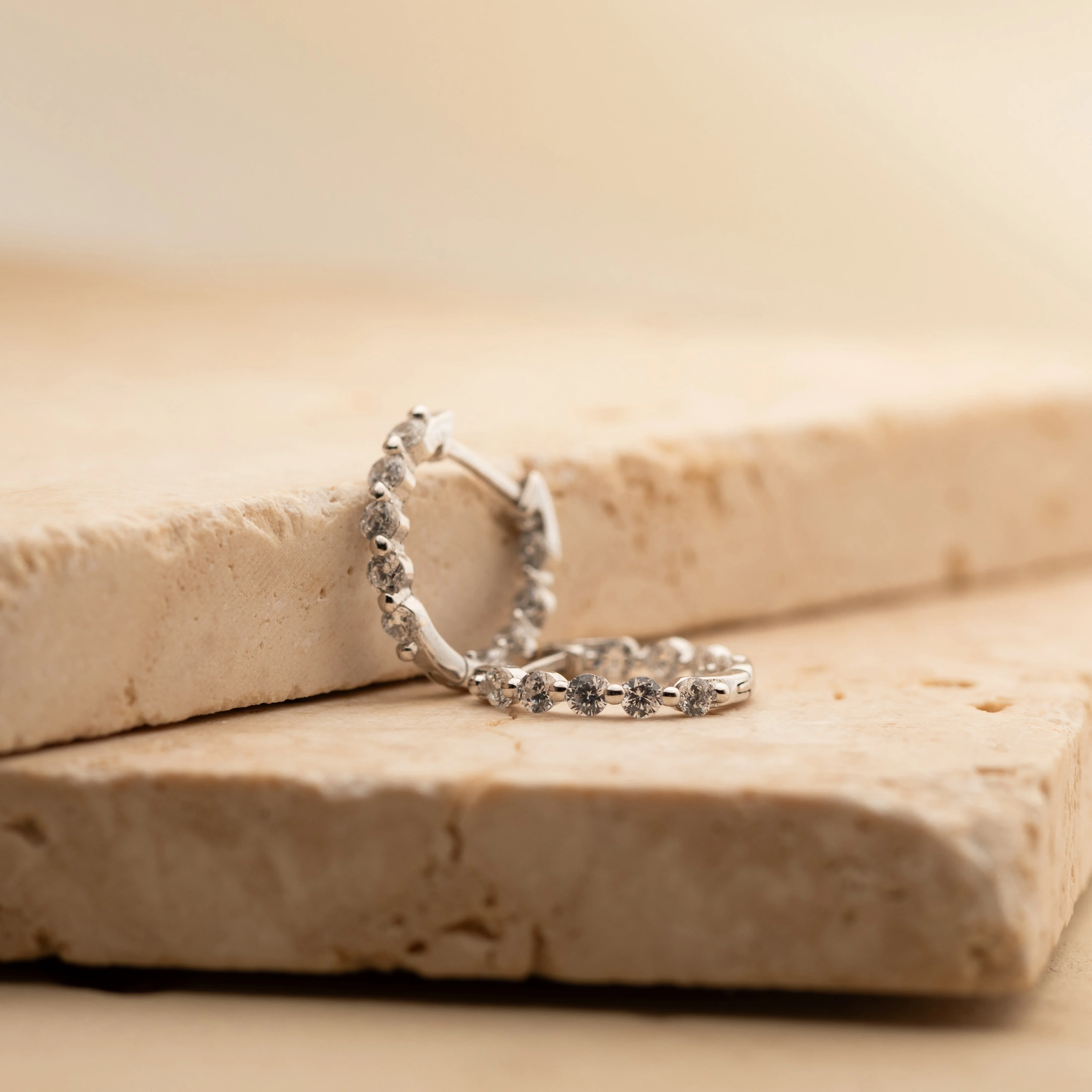 Inside Out Diamond Huggies in Silver - Image 3
