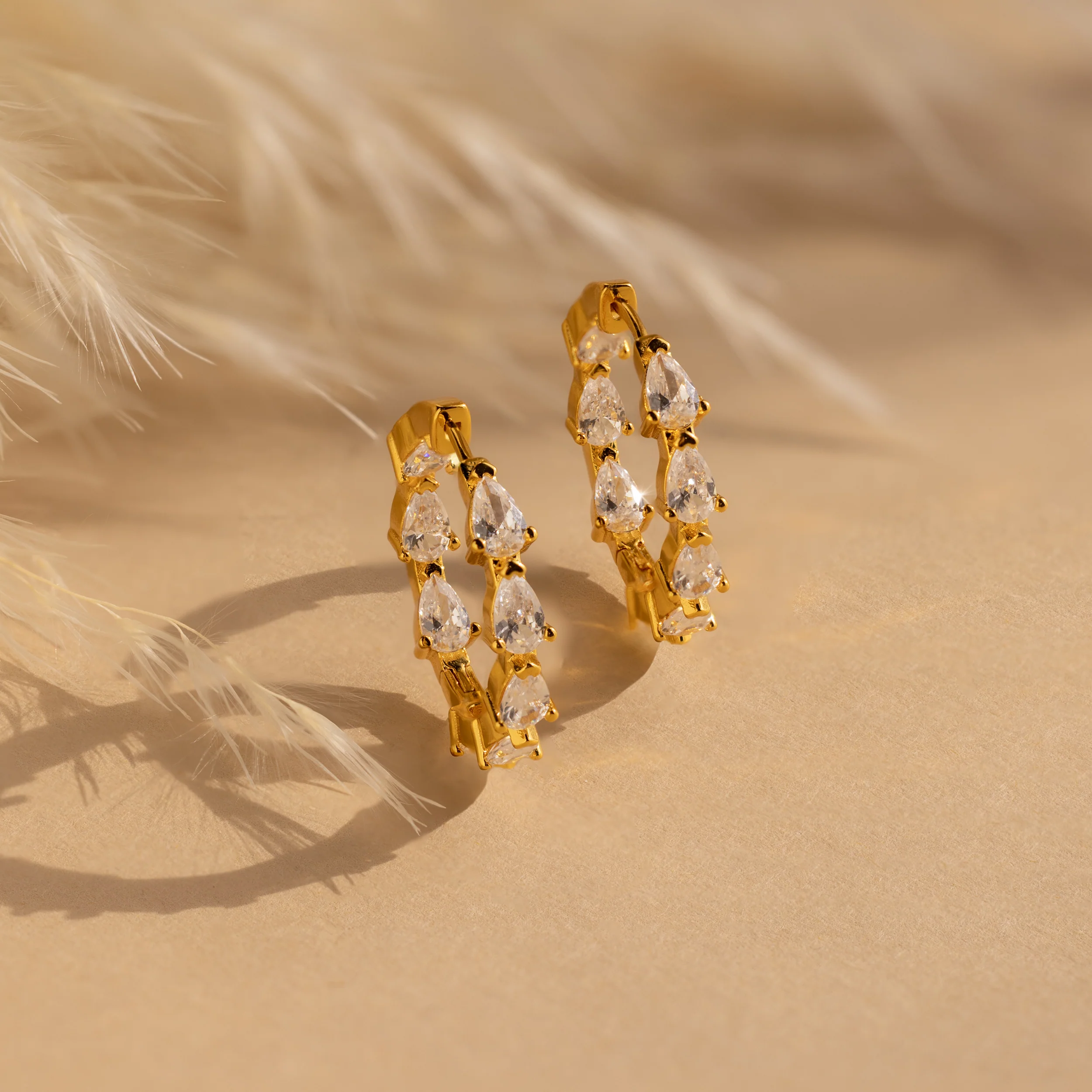 Inside Out Pear Diamond Hoops - Image 3