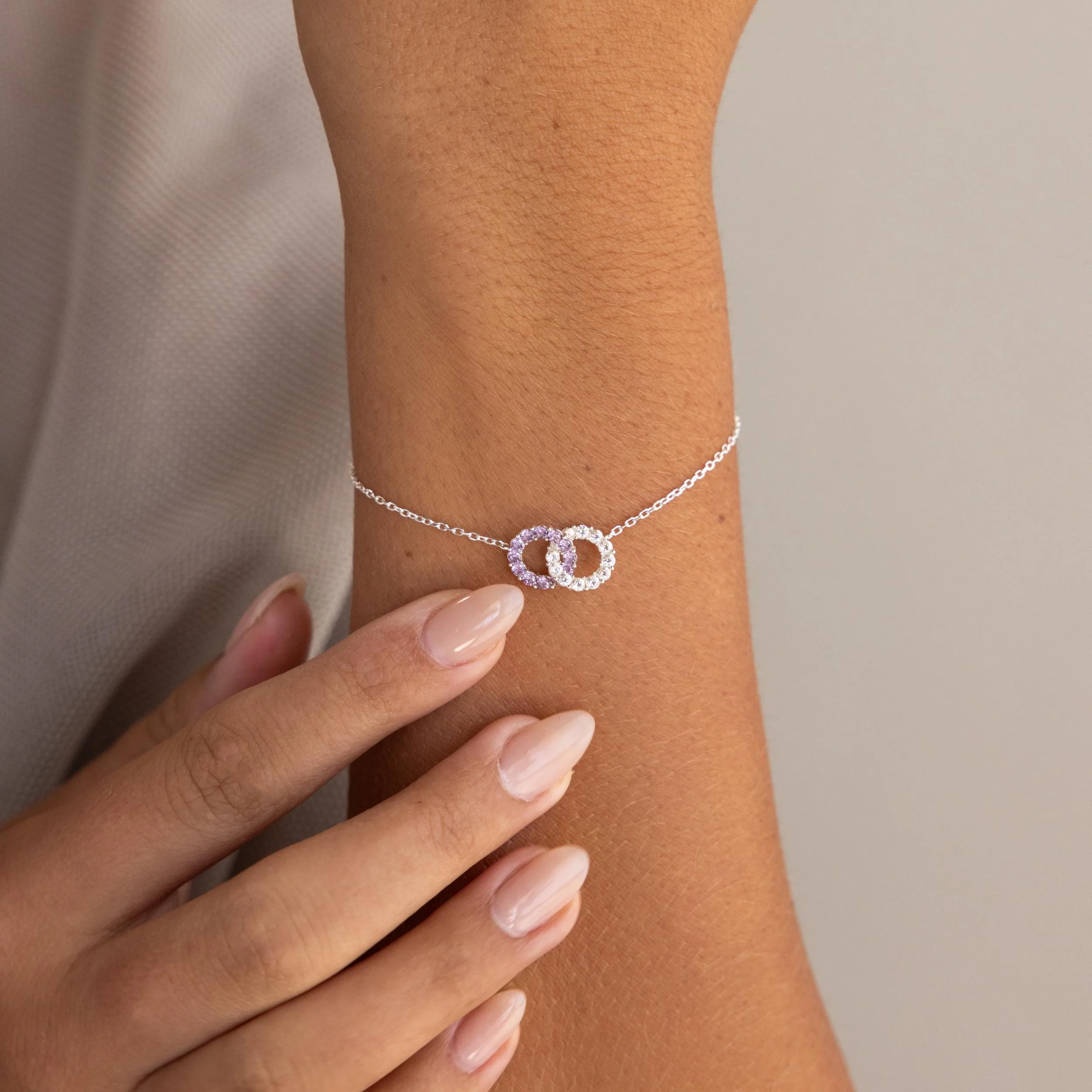 Interlocking Duo Birthstone Bracelet - Image 4