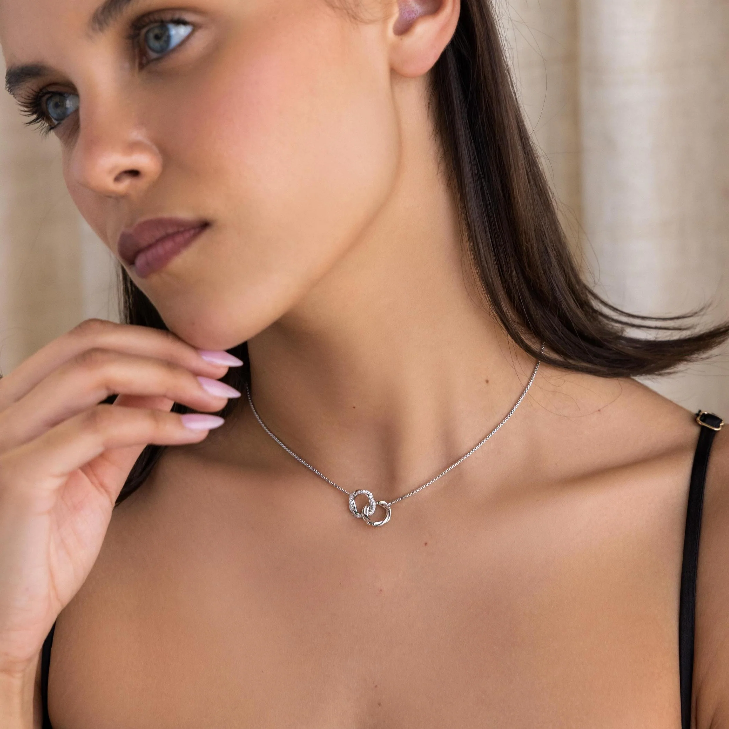 Interlocking Pave Charm Necklace - Image 7