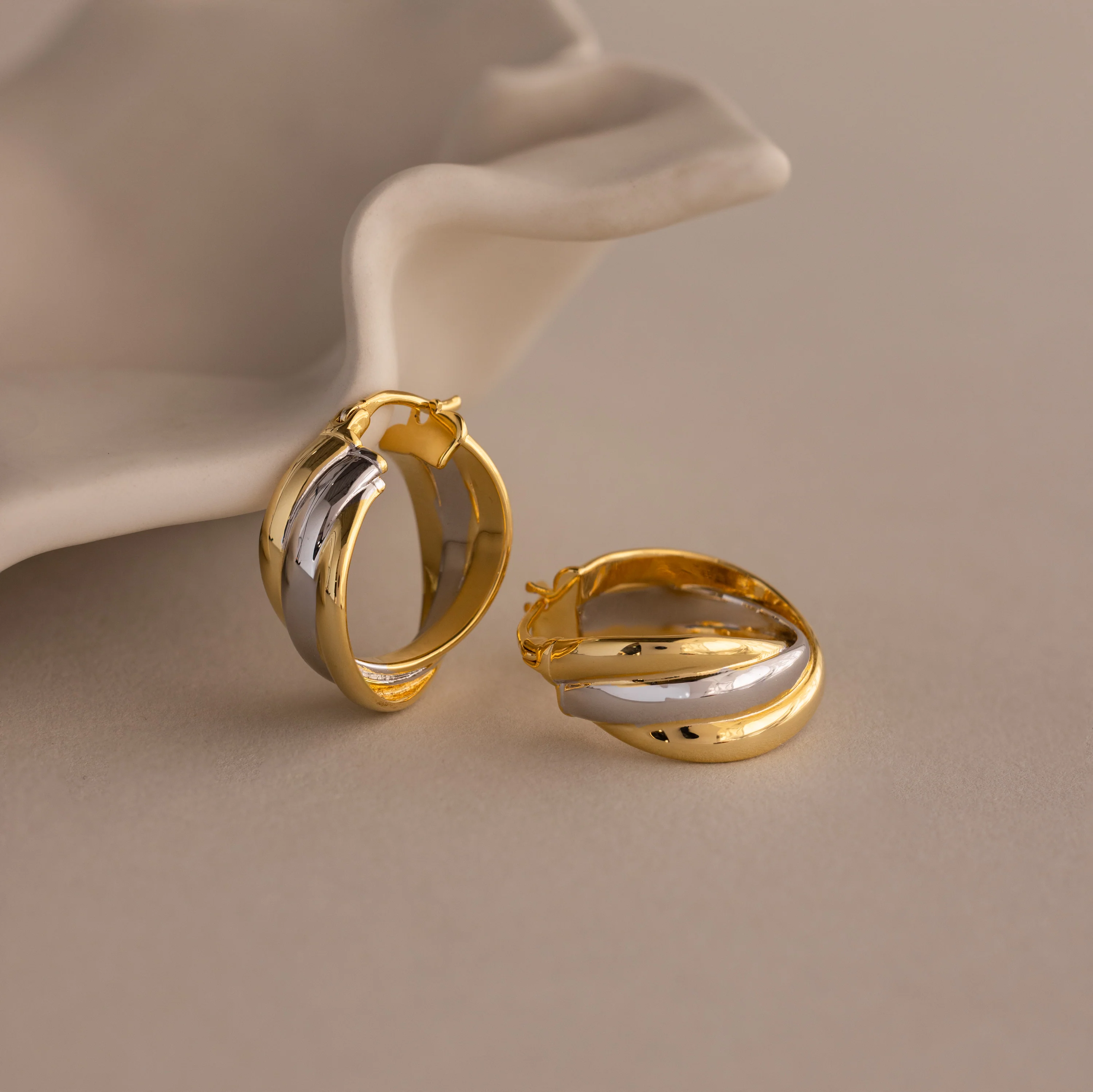 Intertwined Mixed Metal Hoops - Image 3