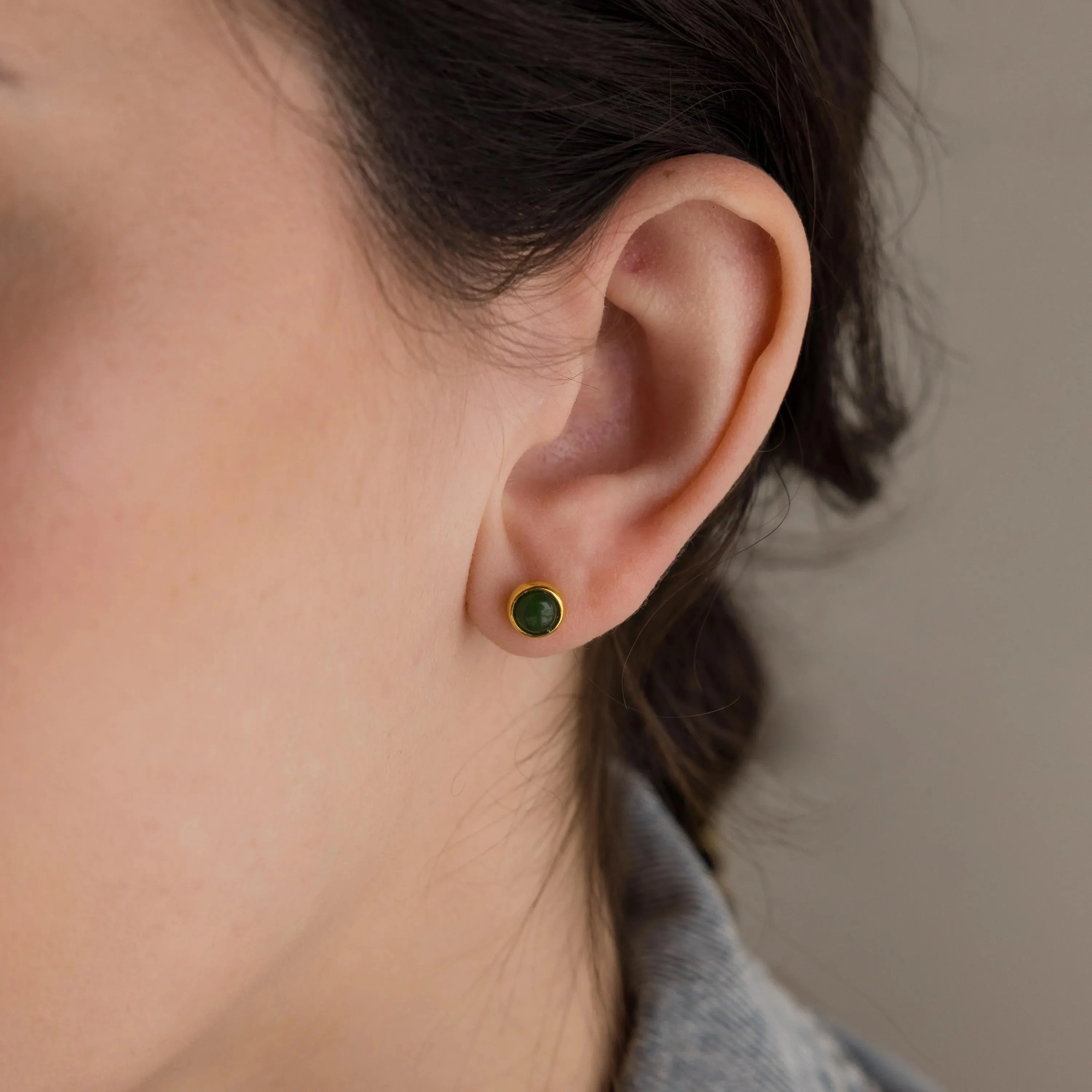 Jade Bezel Studs