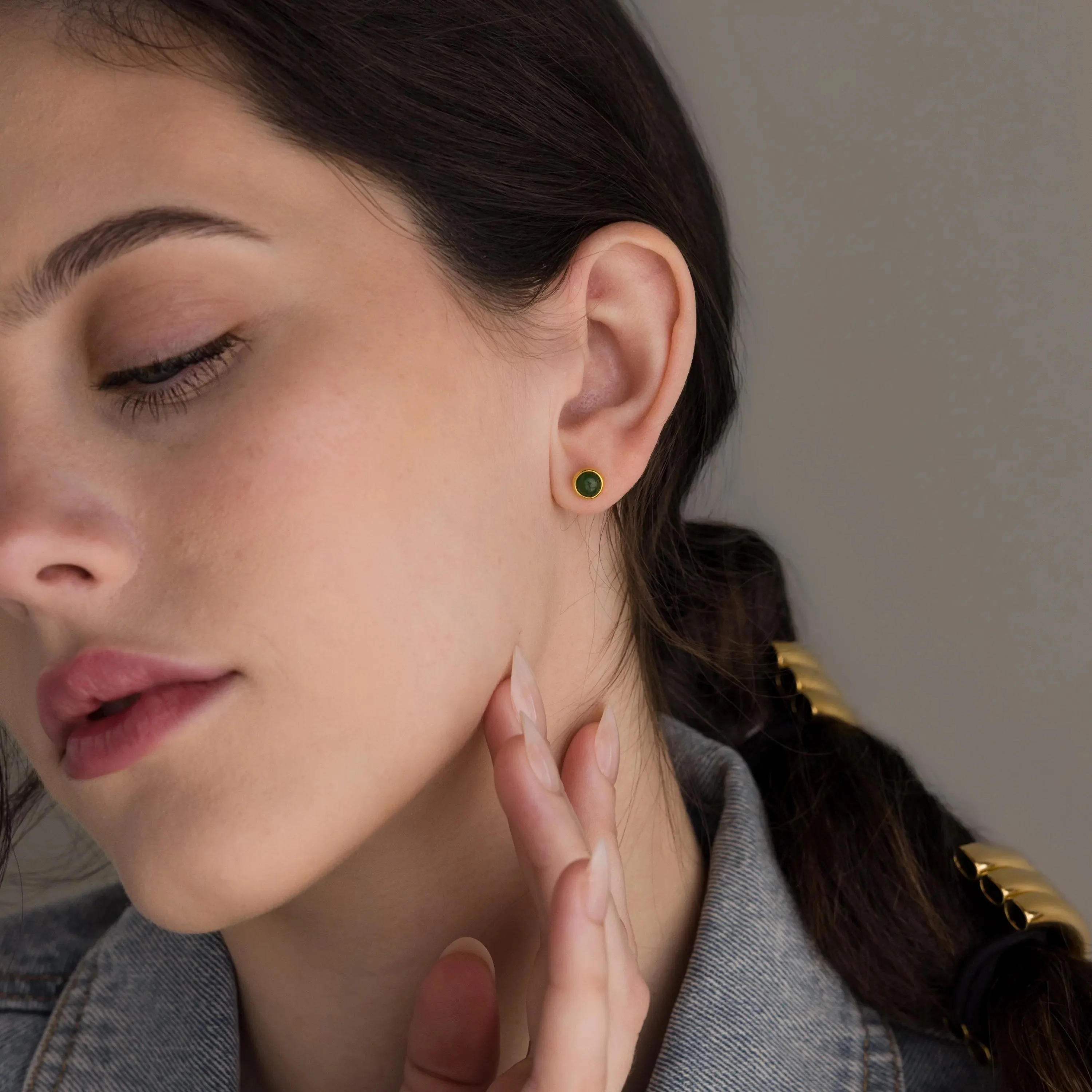 Jade Bezel Studs - Image 8