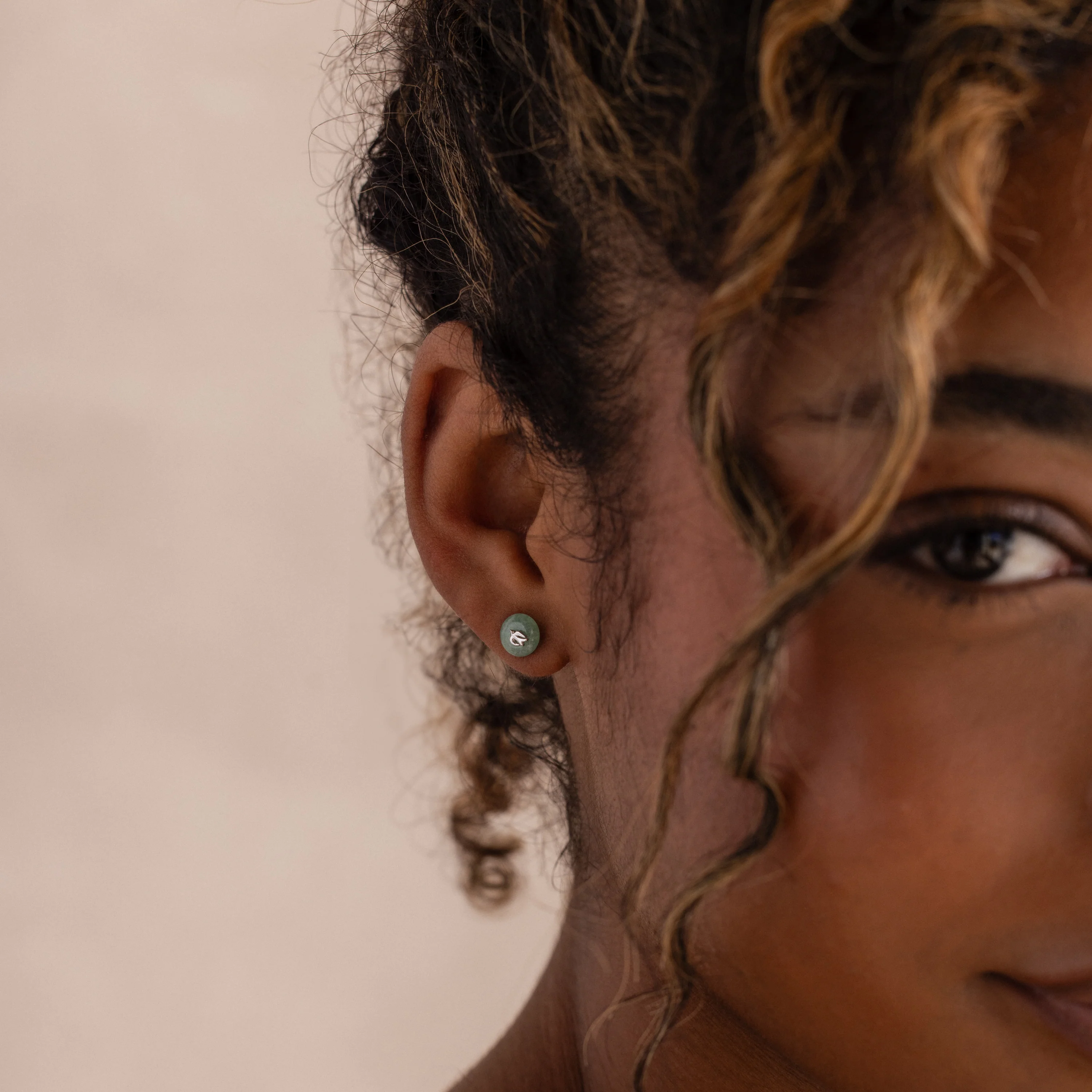 Jade Bird Studs in Silver - Image 2
