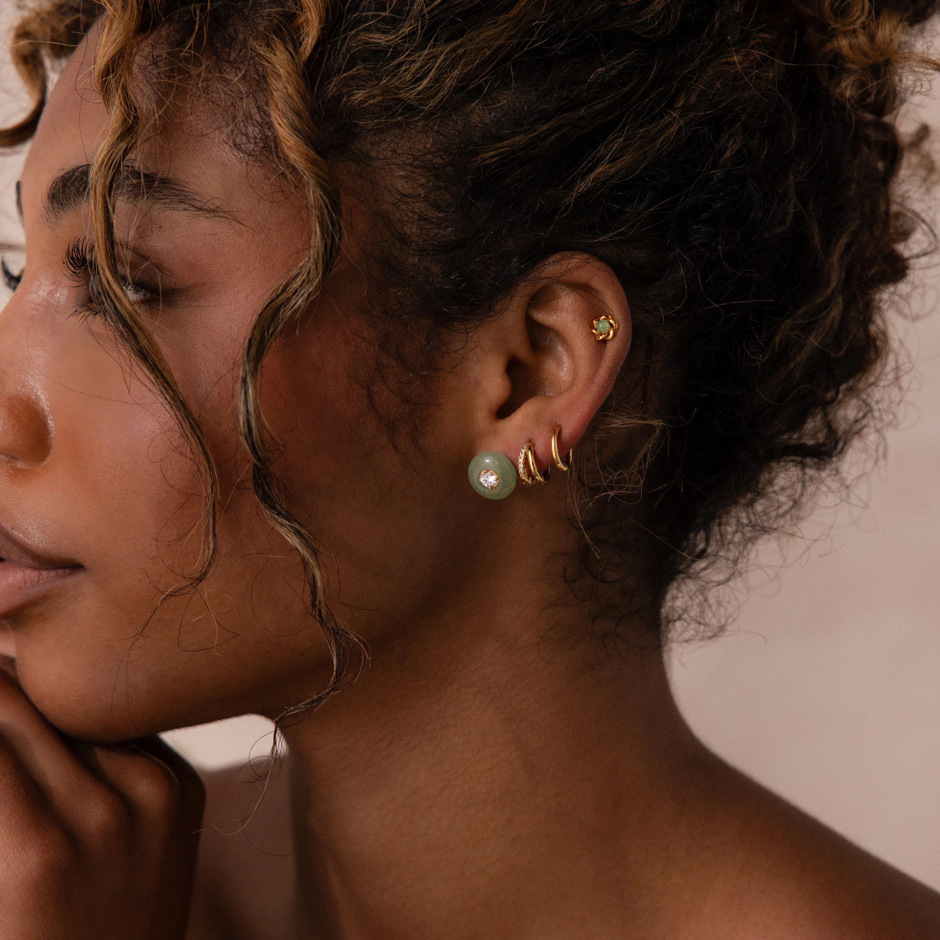 Jade Diamond Studs - Image 6