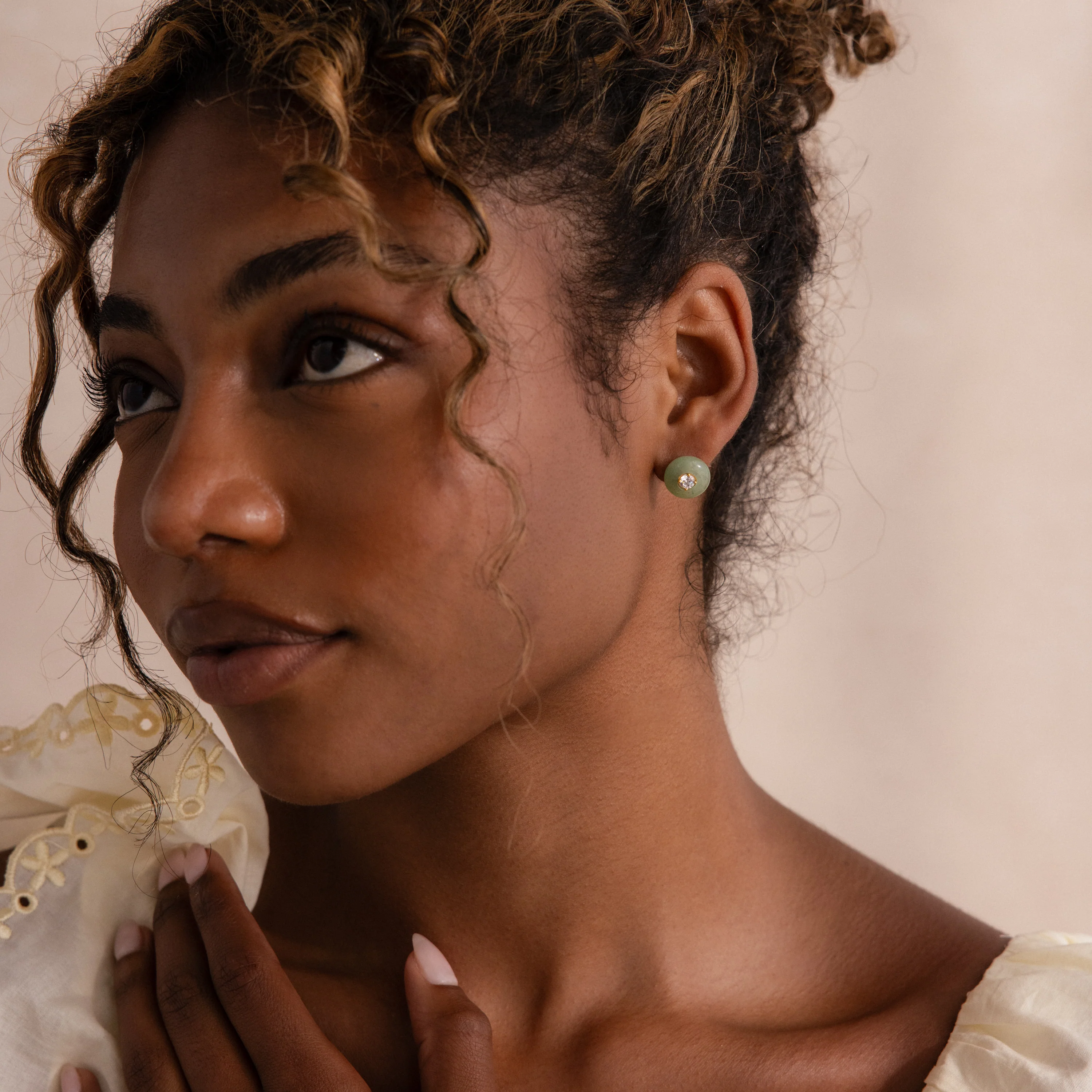 Jade Diamond Studs - Image 8
