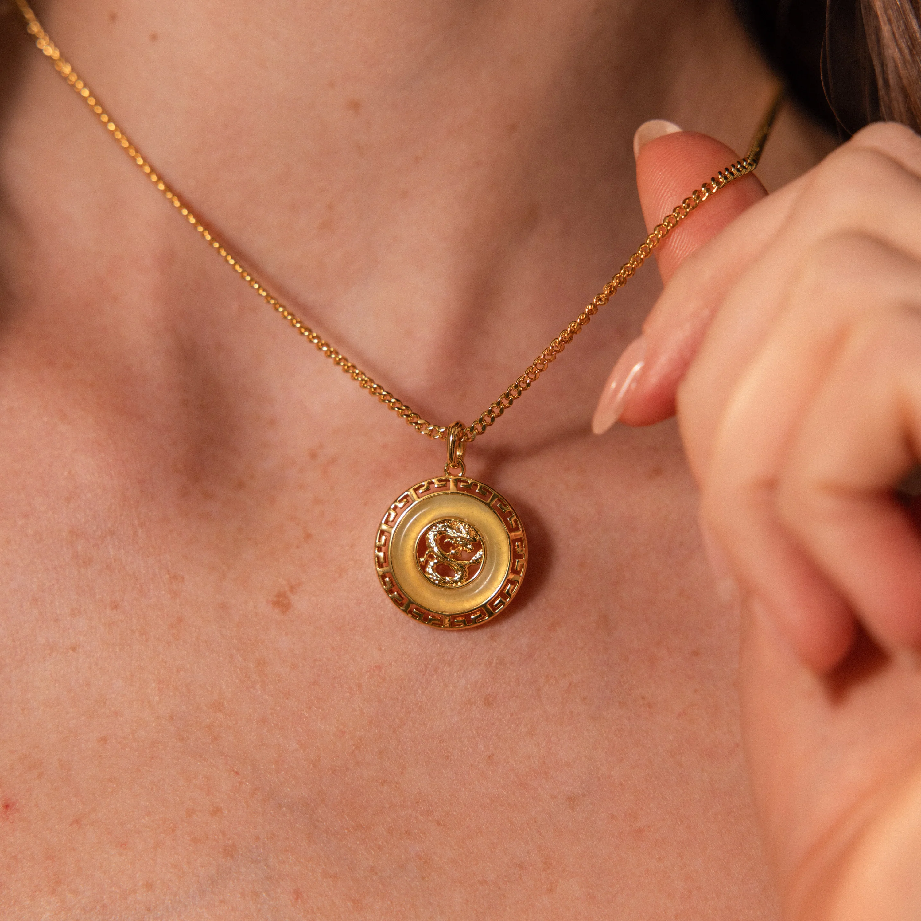 Jade Dragon Fortune Necklace in 18K Gold - Image 2