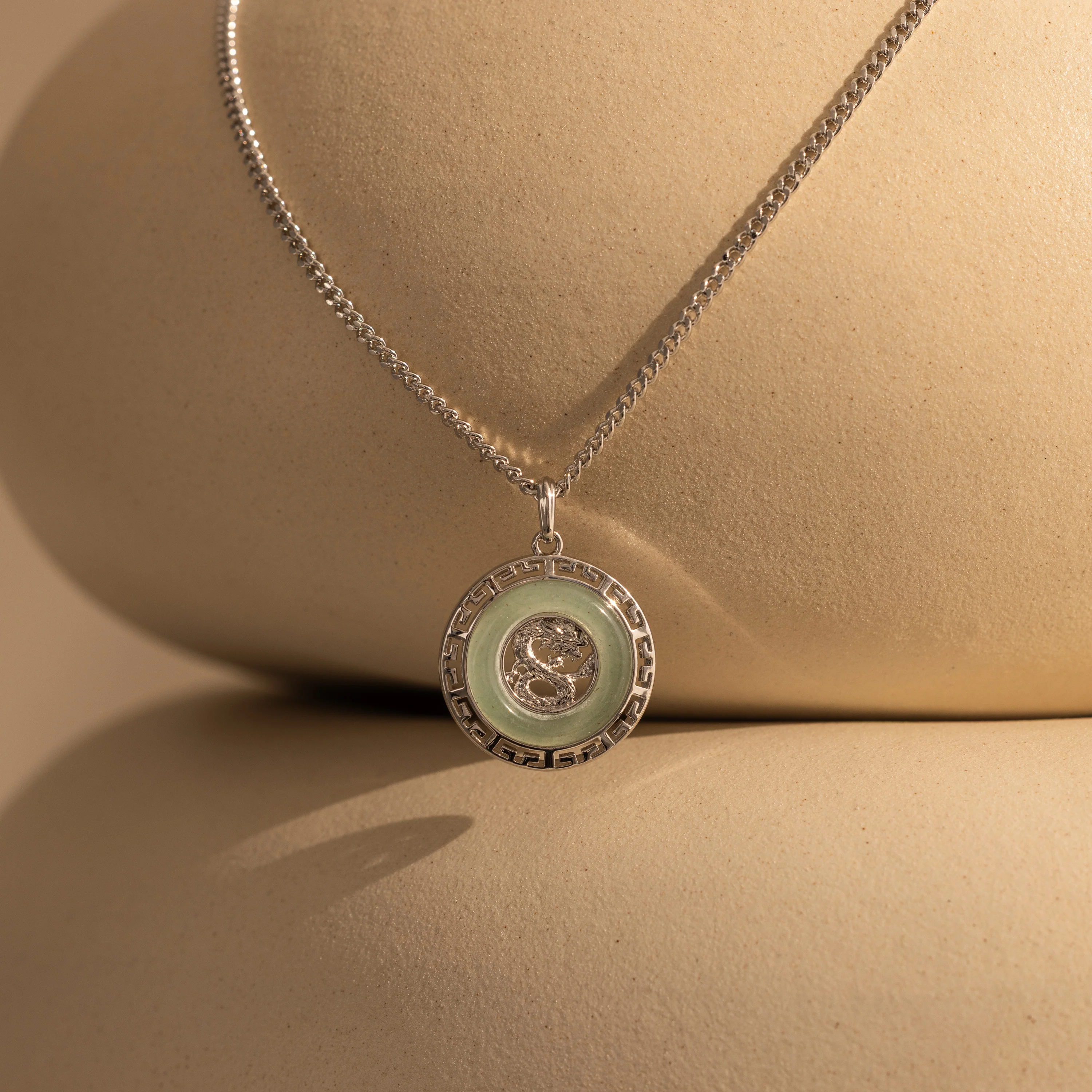 Jade Dragon Fortune Necklace in Silver - Image 3
