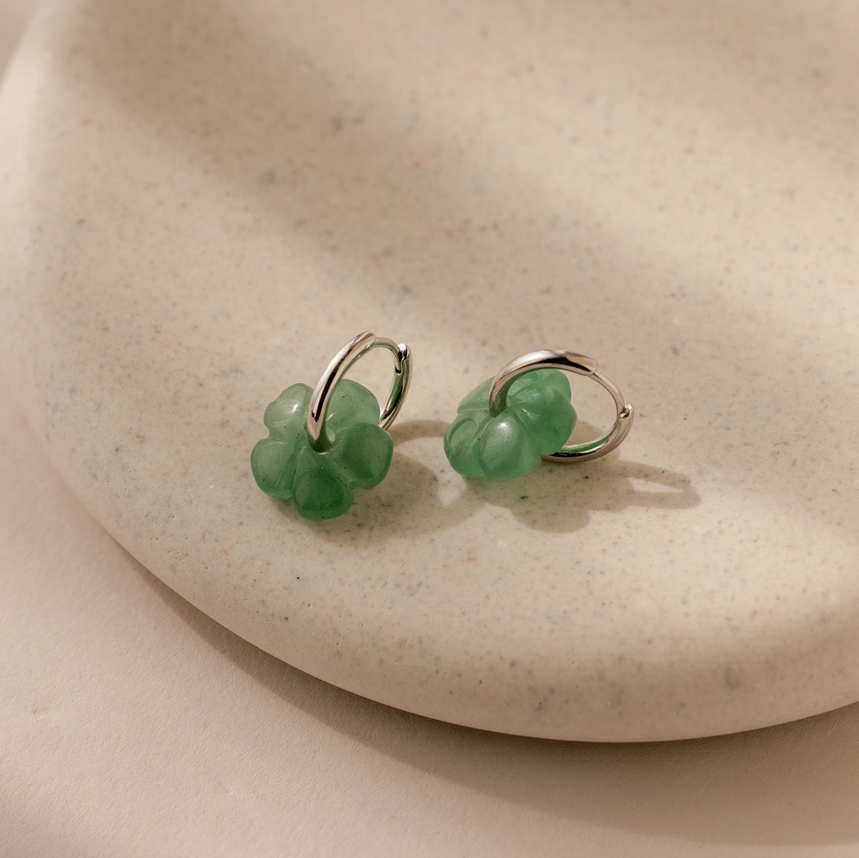 Jade Flower Hoops - Image 2