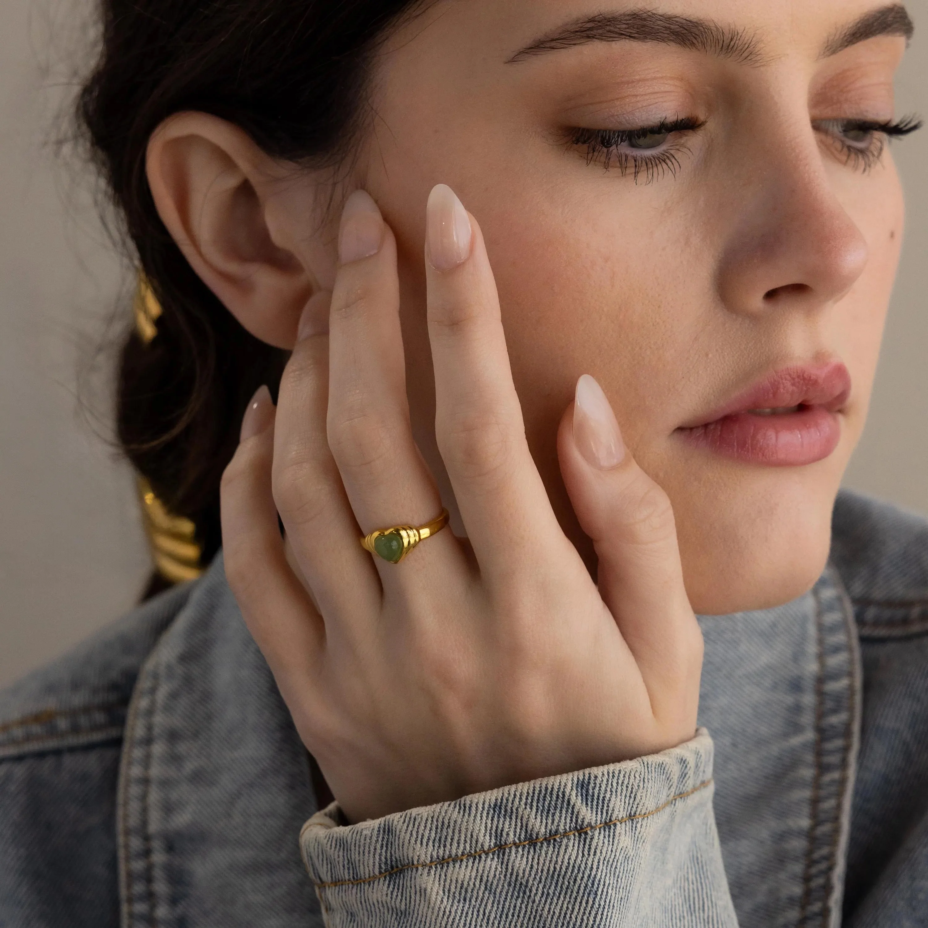 Jade Heart Signet Ring - Image 8