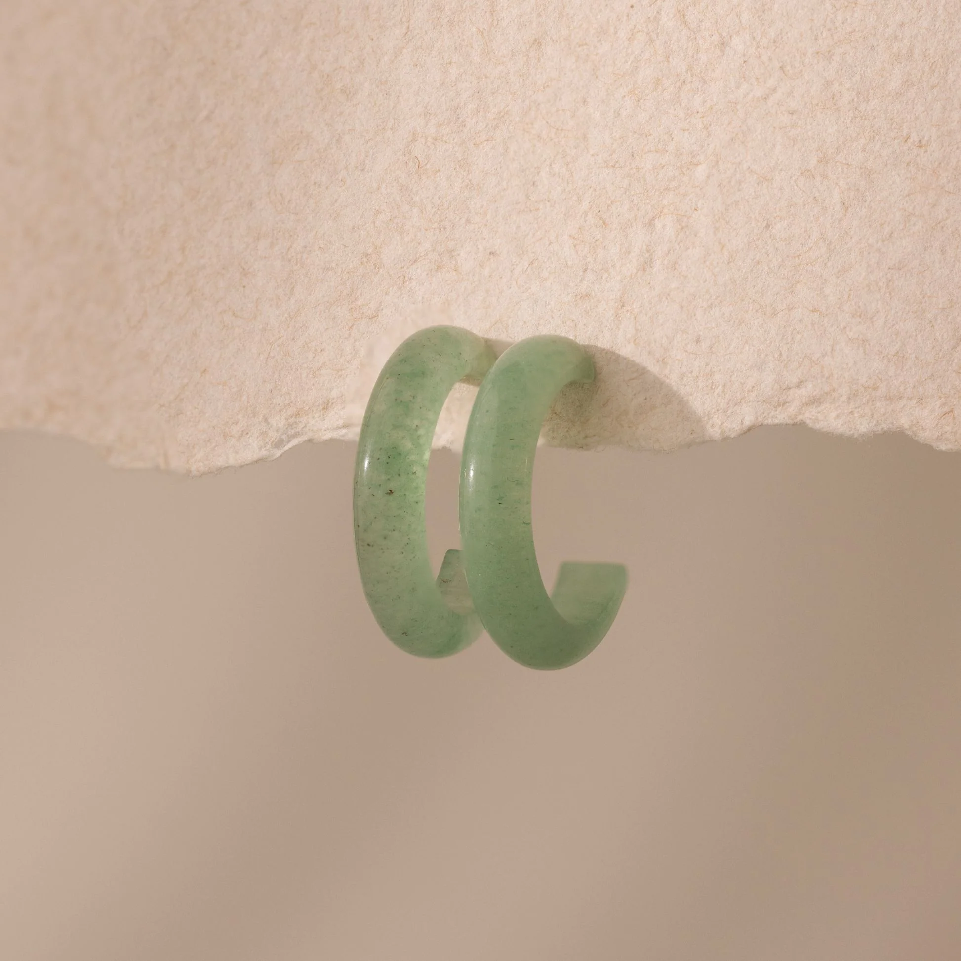 Jade Hoop Earrings in Silver