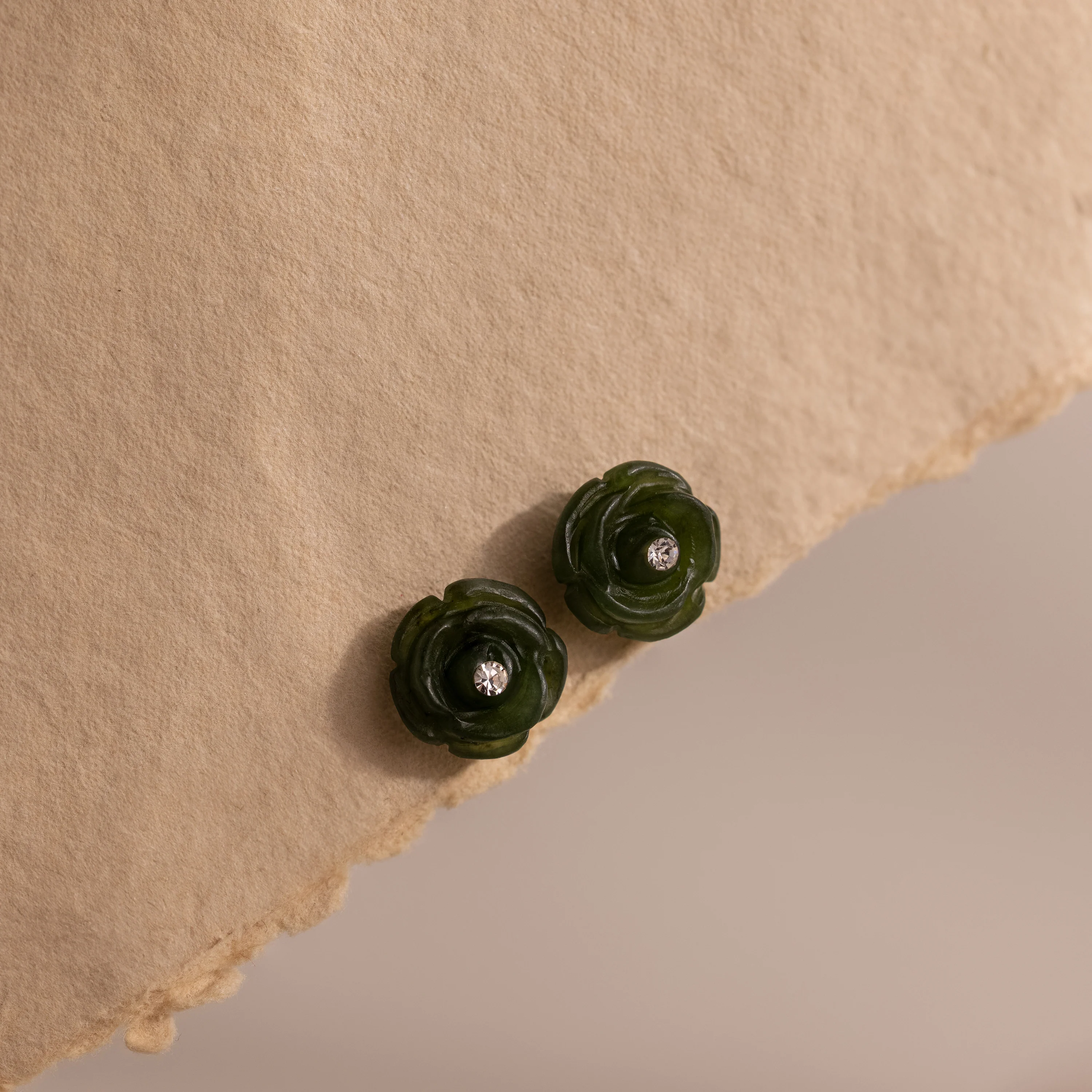 Jade Rose Studs in Silver