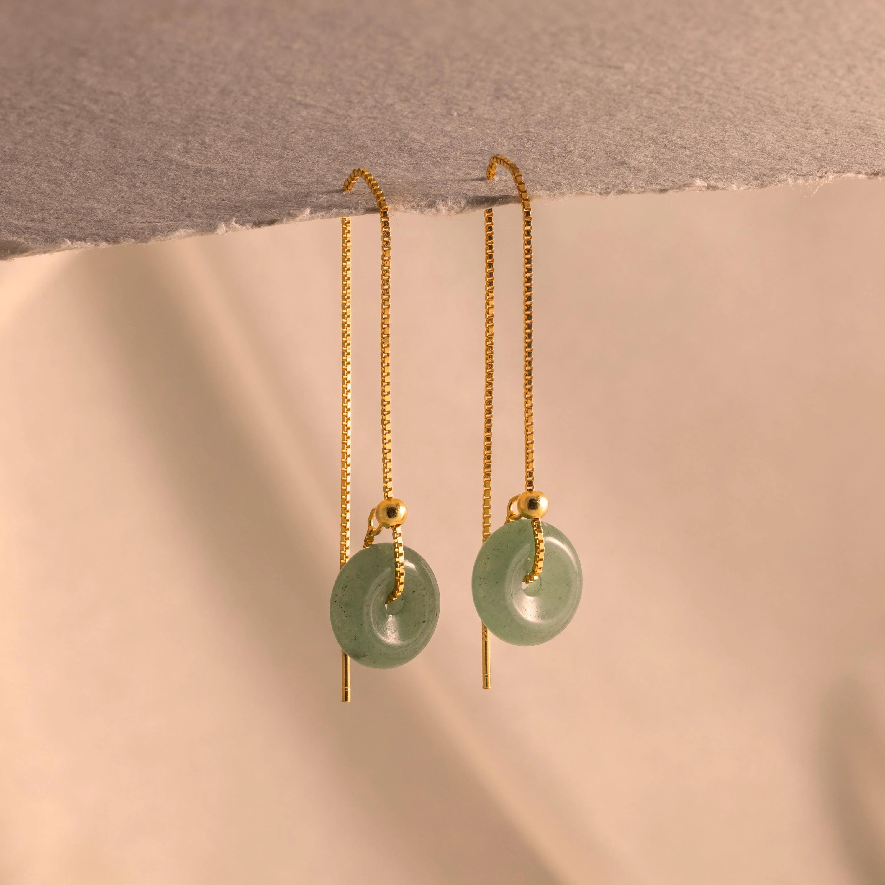 Jade Threader Earrings - Image 2