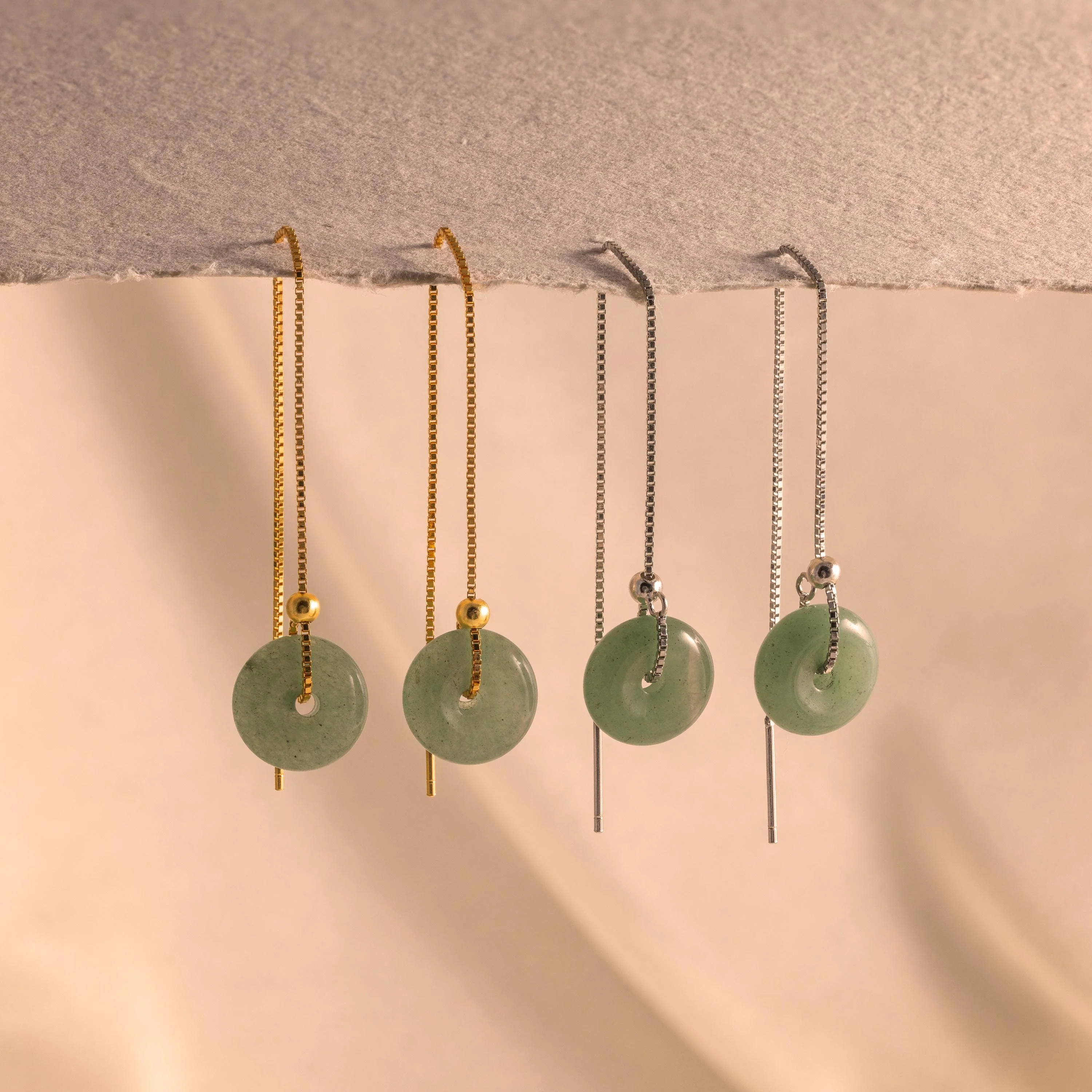 Jade Threader Earrings - Image 3