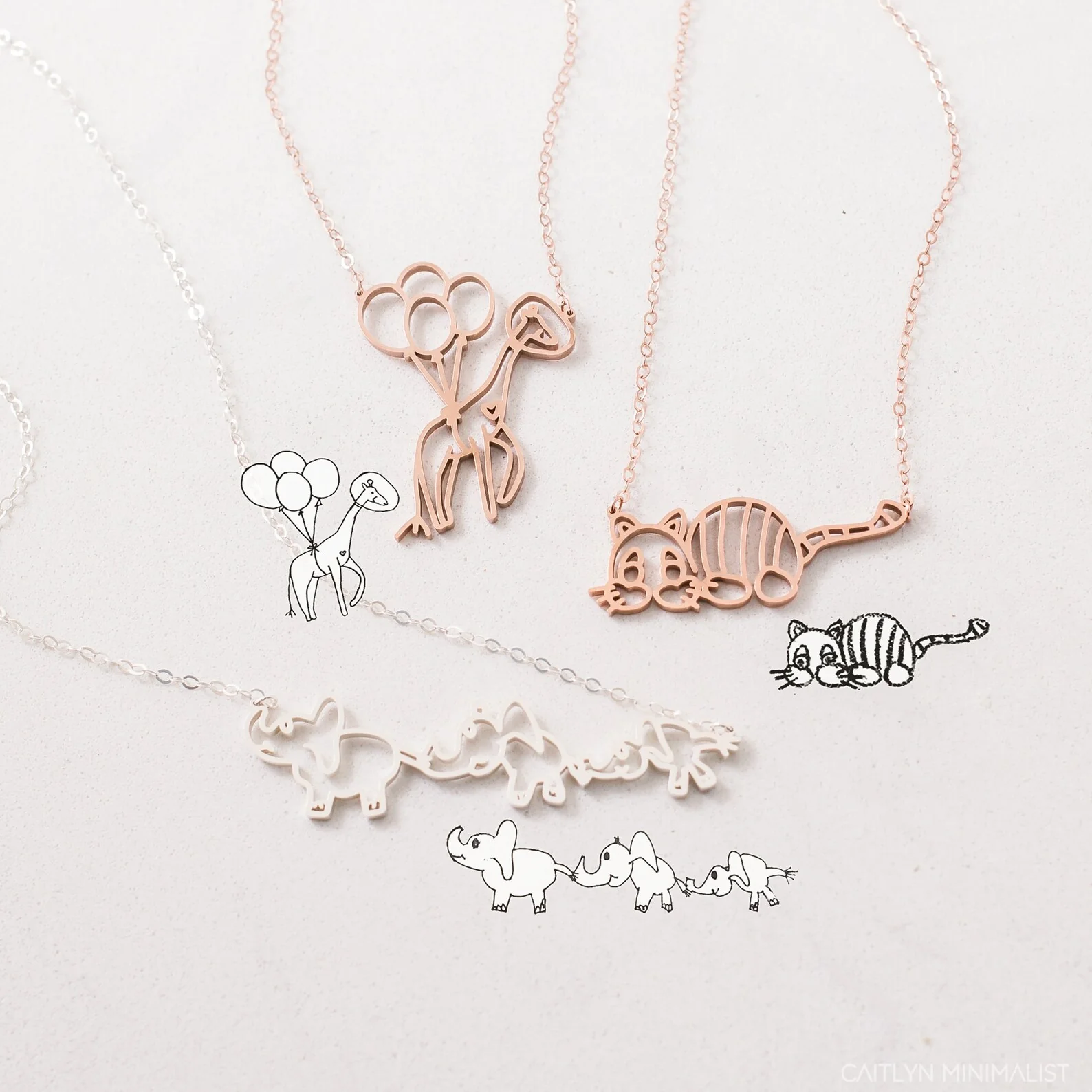 Kids Drawing Necklace in Silver - Image 3