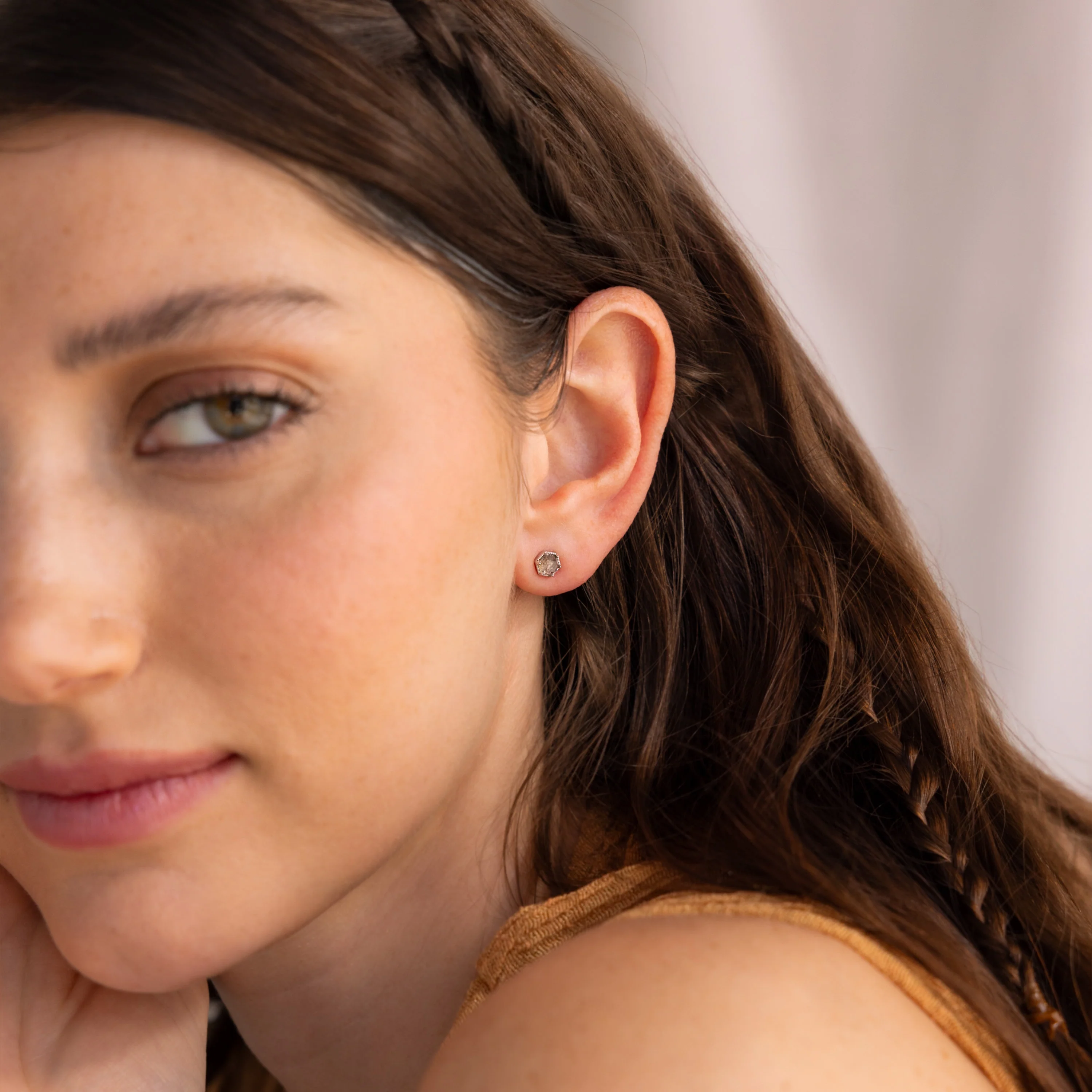 Labradorite Hexagon Studs - Image 4