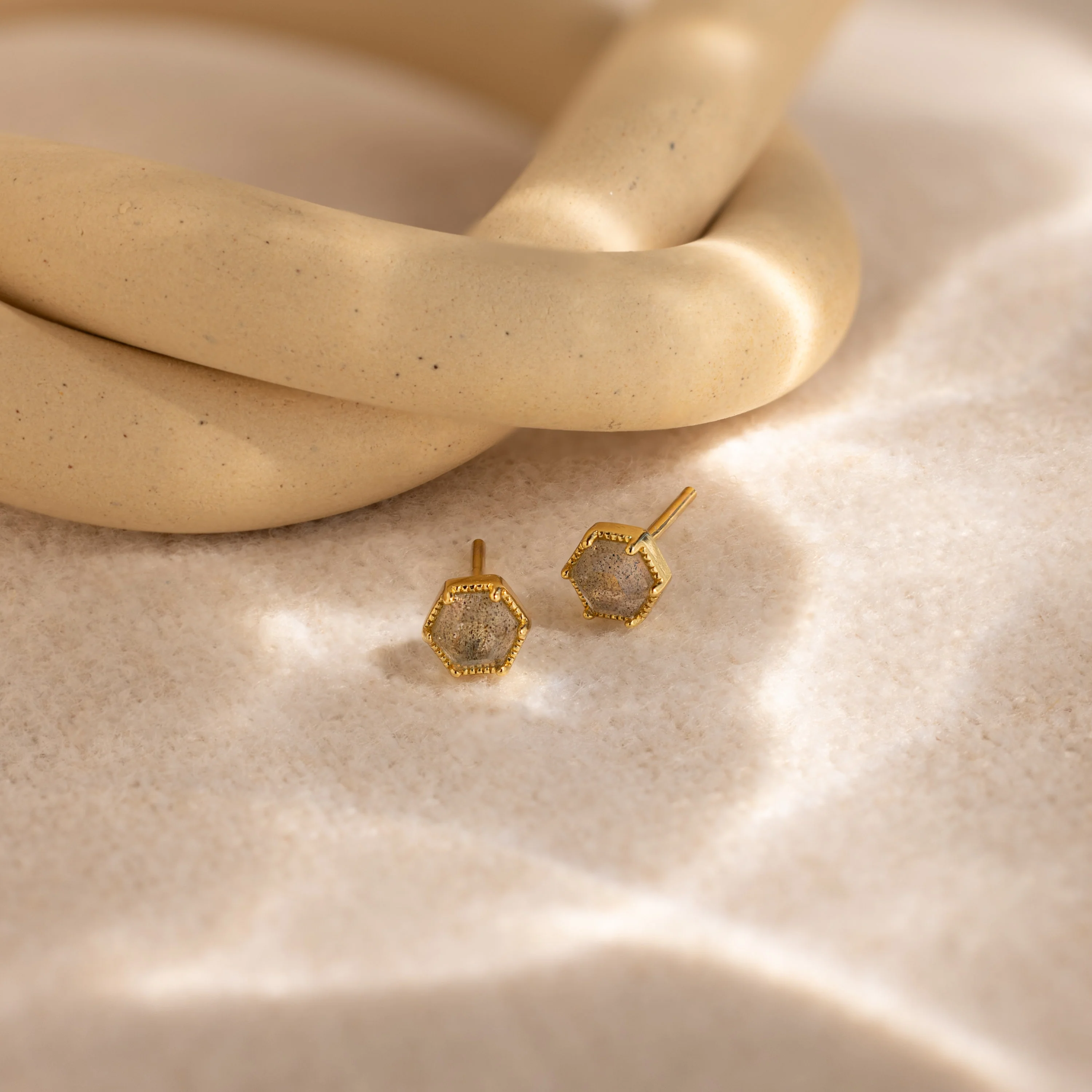Labradorite Hexagon Studs - Image 7