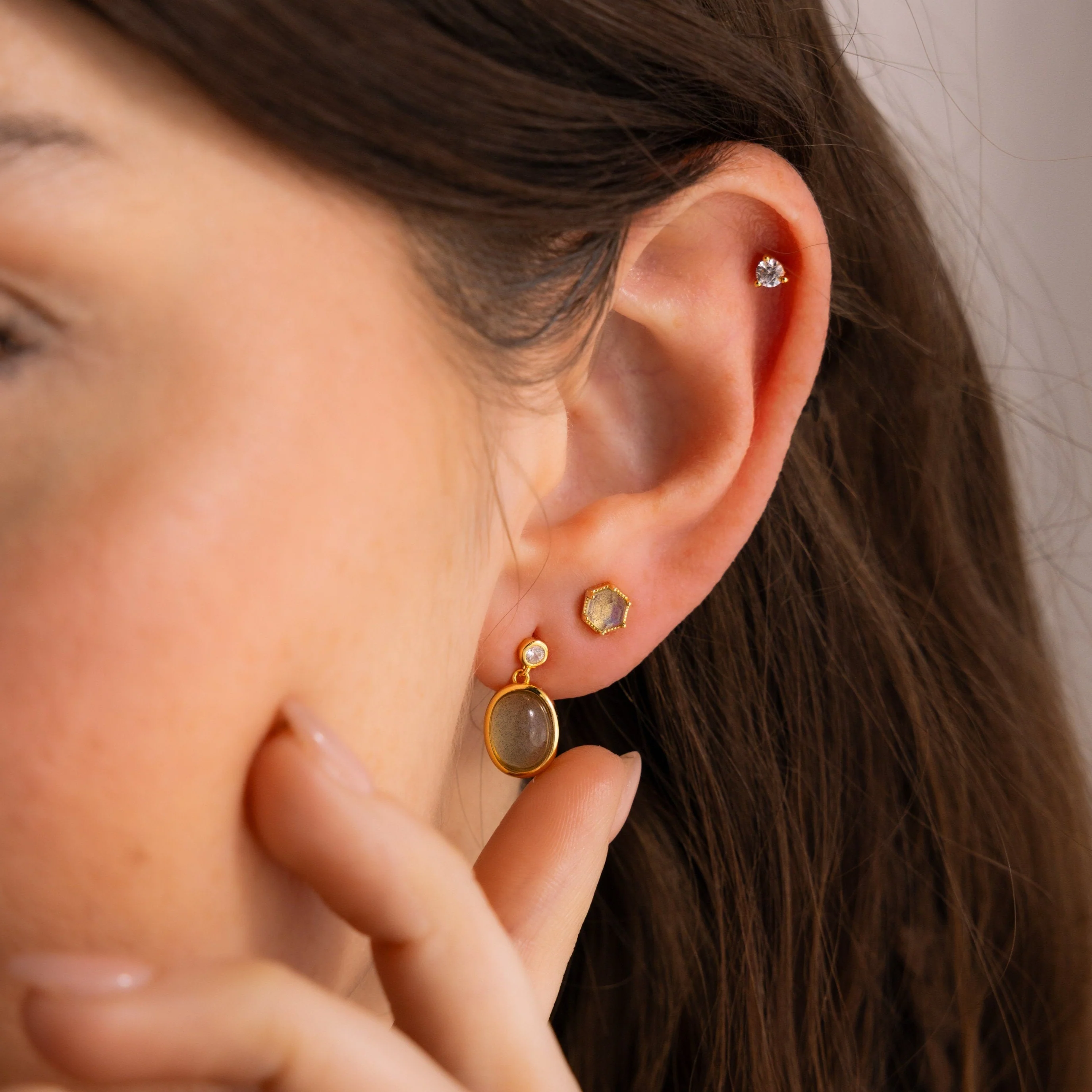 Labradorite Hexagon Studs - Image 8