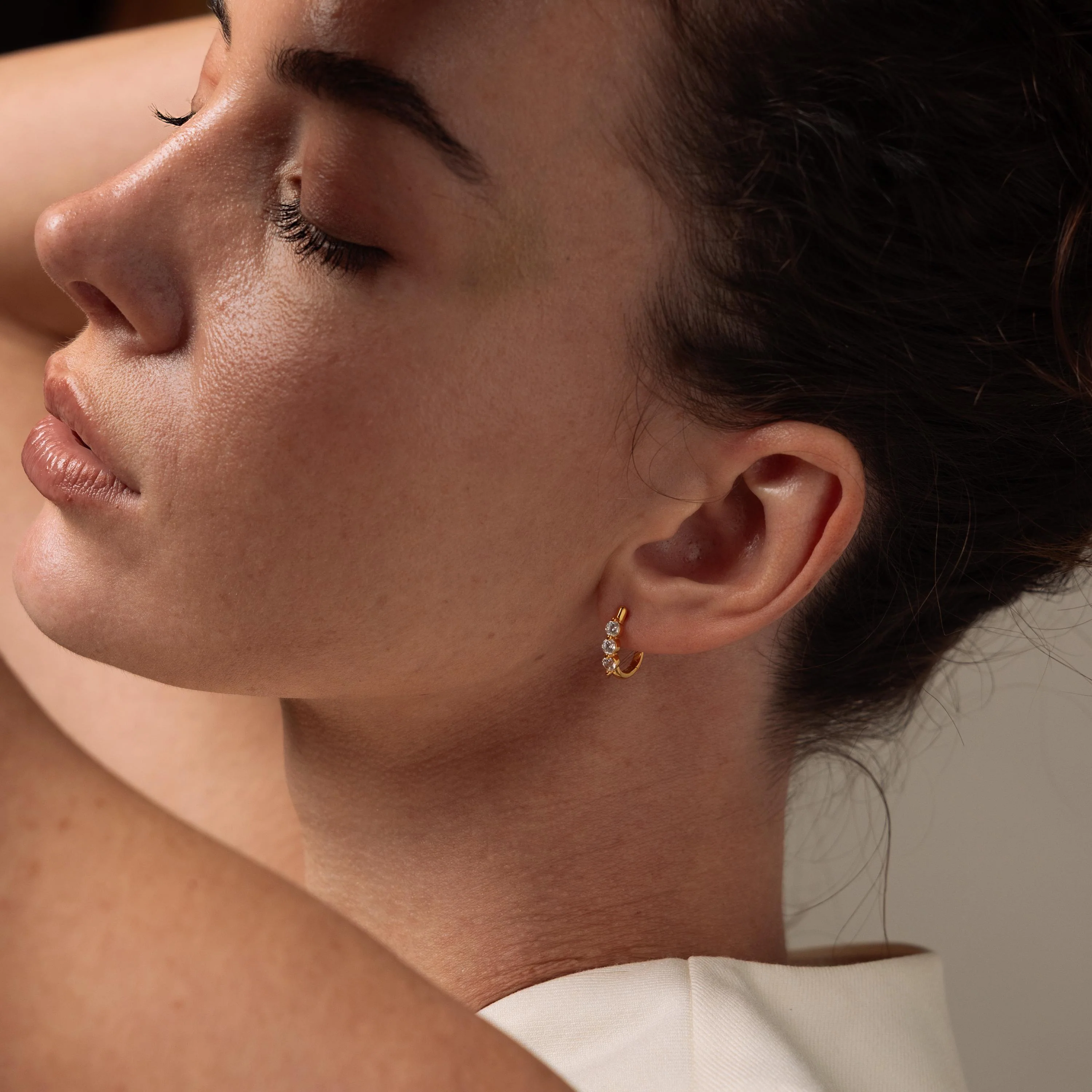 Lace Diamond Hoops in 18K Gold - Image 4