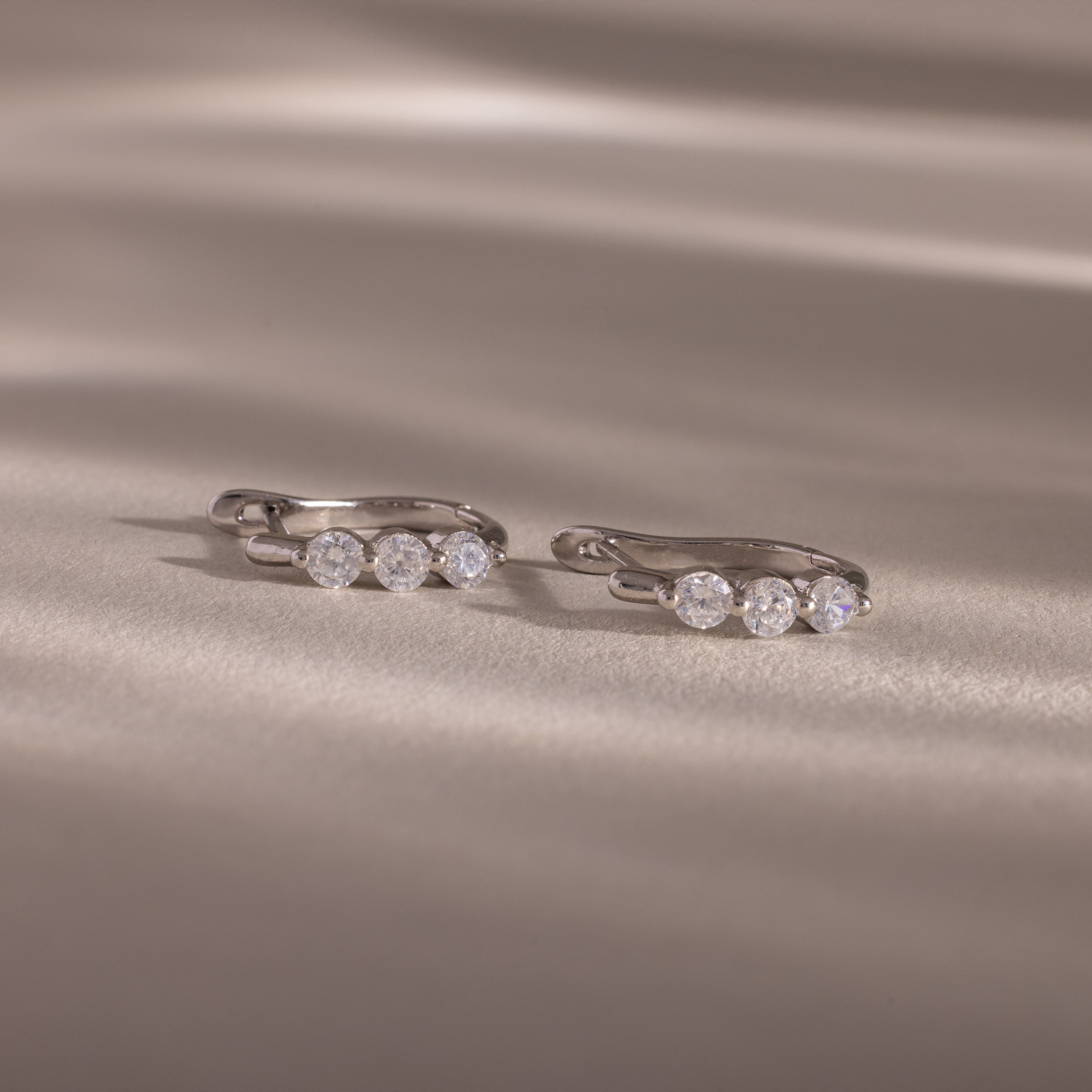 Lace Diamond Hoops in Silver - Image 3