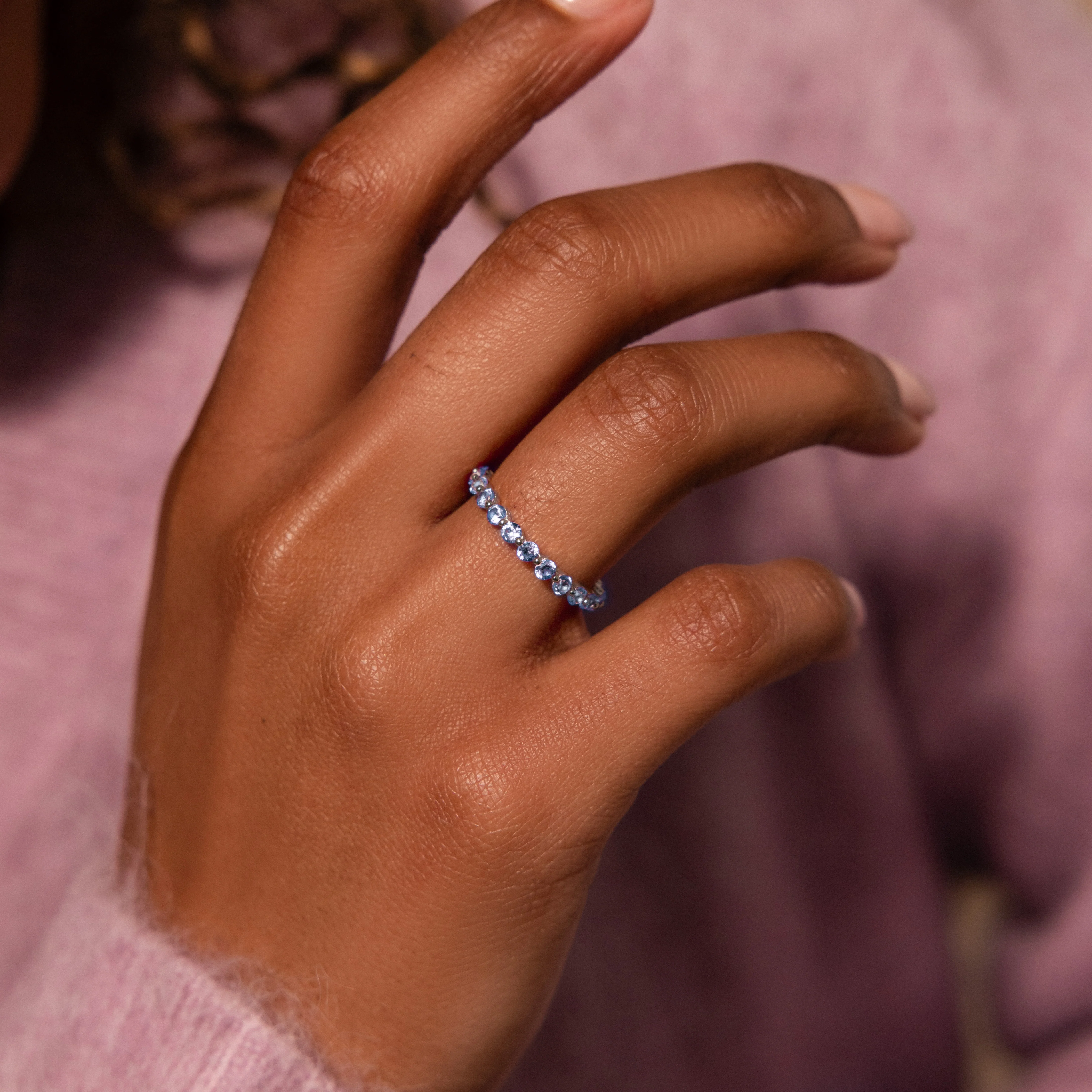 Lace Eternity Aquamarine Ring - Image 2