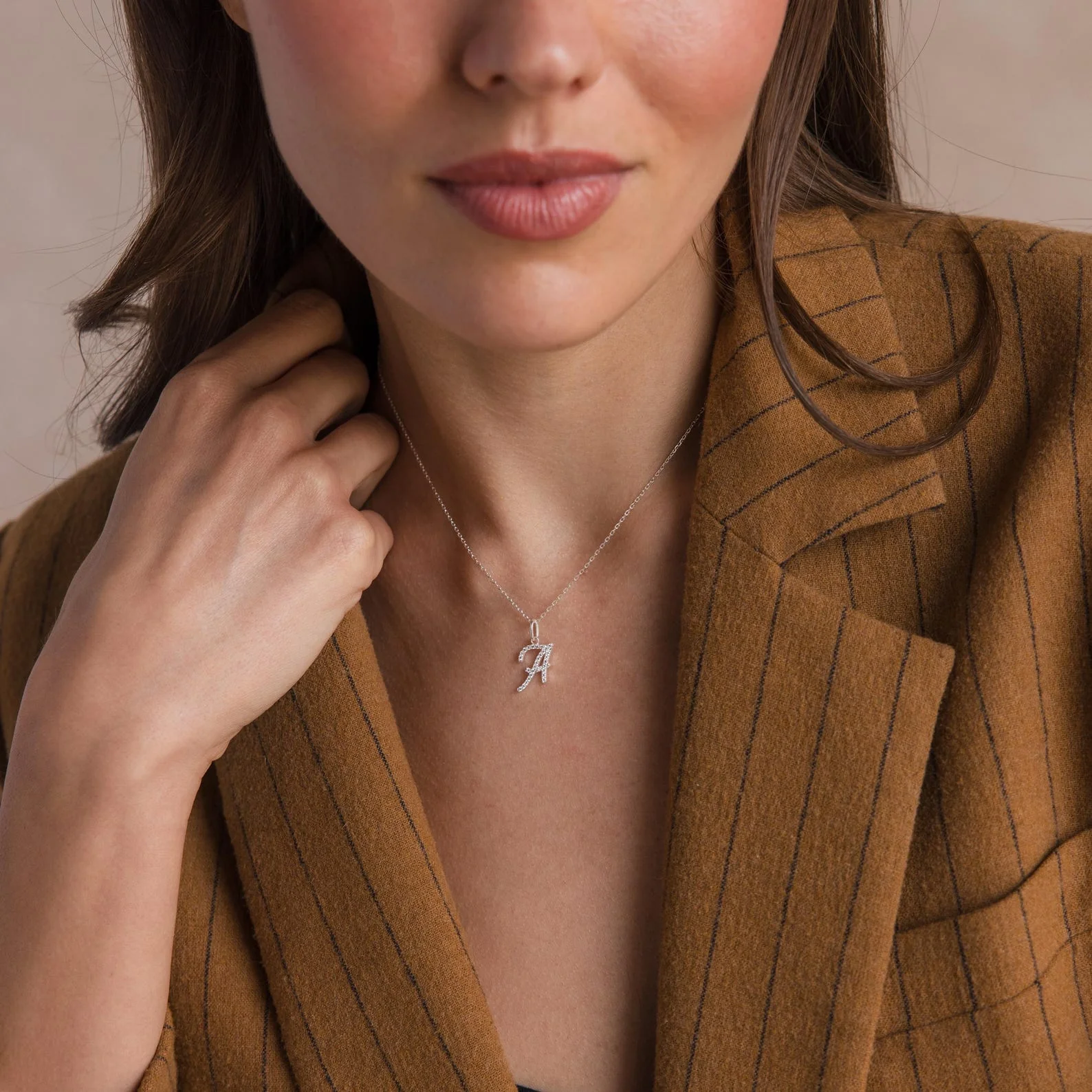 Large Pave Initial Necklace - Image 4