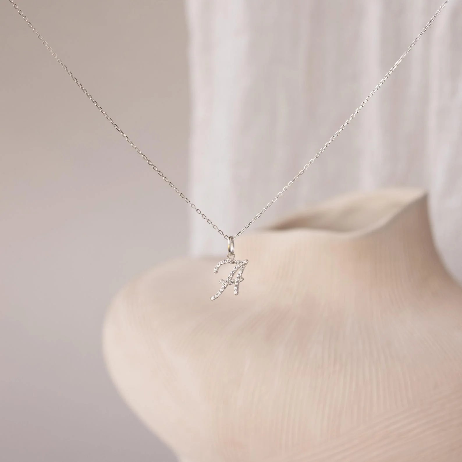 Large Pave Initial Necklace - Image 5