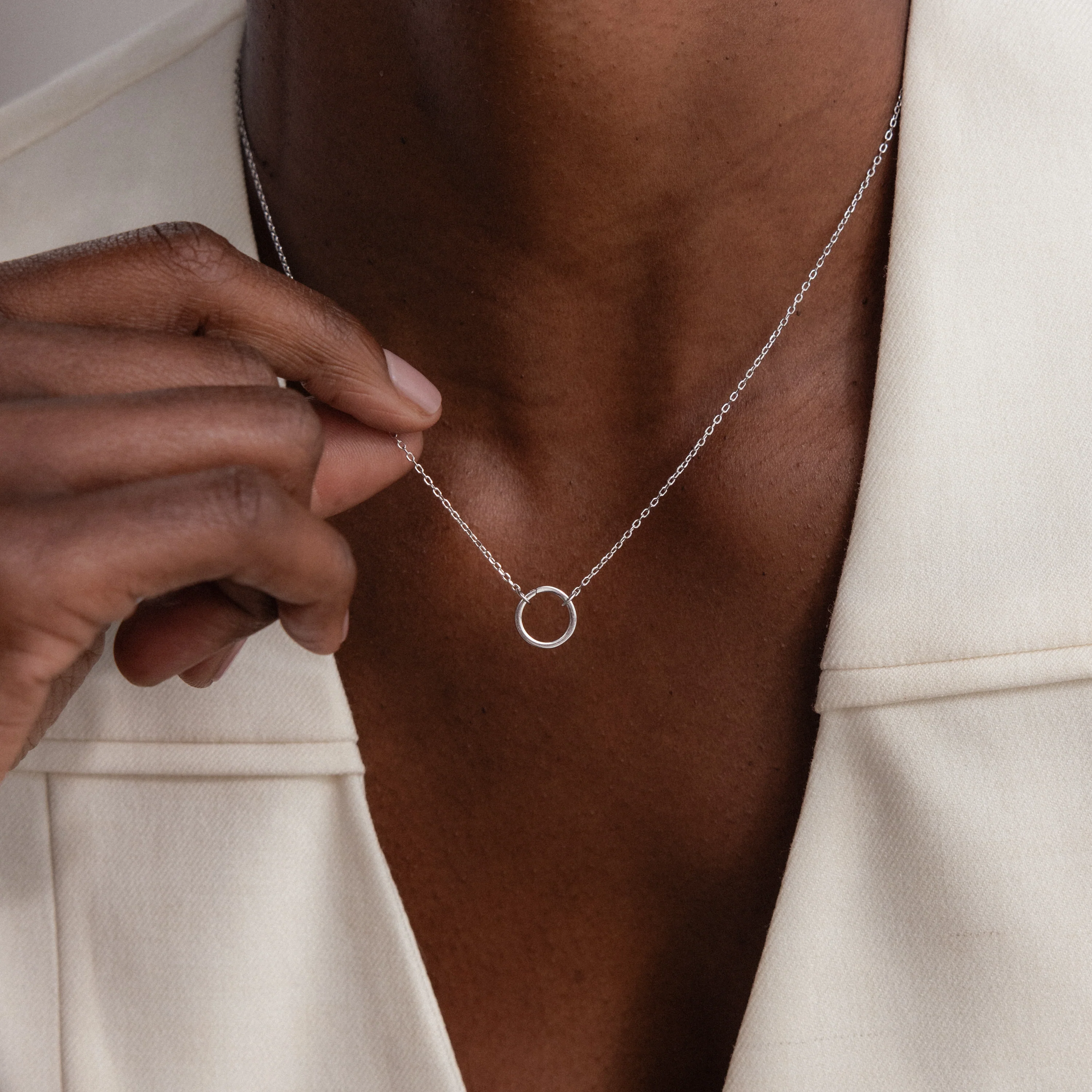 Large Rolo Clasp Necklace in Silver - Image 2
